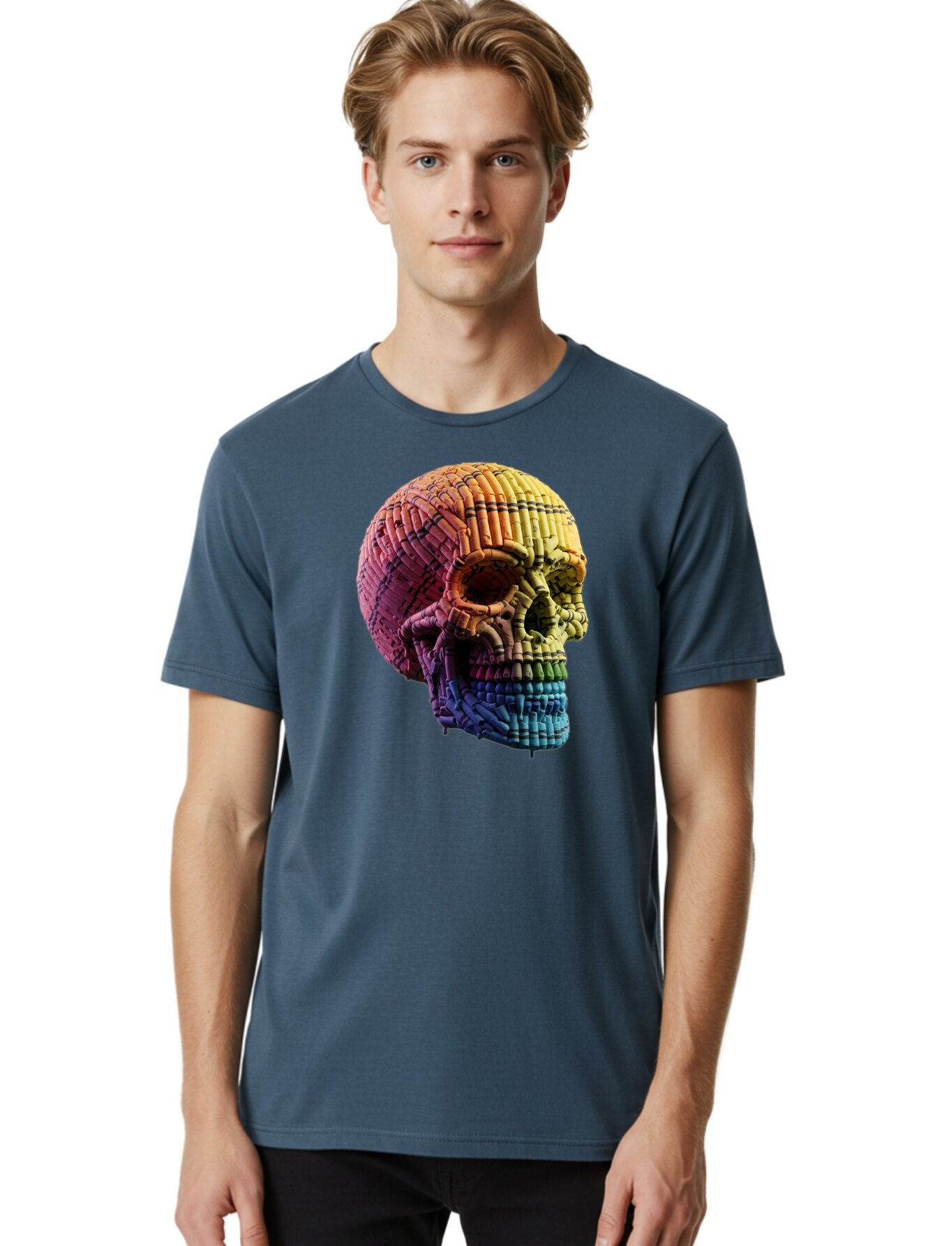 Rainbow-Skull Men'S Graphic Tee, 100% Cotton, Comfortable Casual Summer Wear, Machine Washable, Vintage Camera, Old Camera, Antique Camera, Black Camera, Classic Photography, Photography Equipment, Nostalgic Device, Film Camera, Camera Art Bap909 17