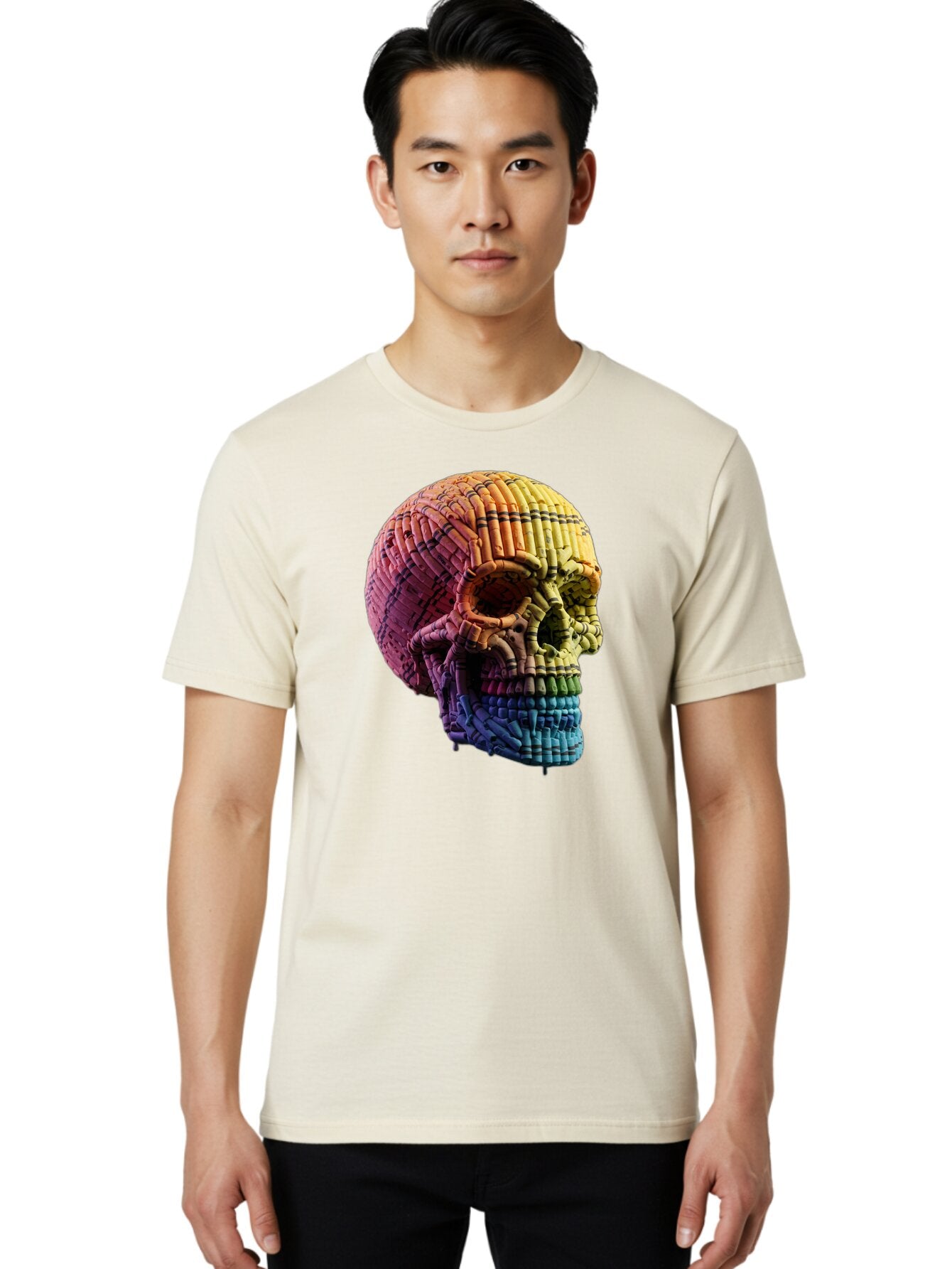 Rainbow-Skull Men'S Graphic Tee, 100% Cotton, Comfortable Casual Summer Wear, Machine Washable, Vintage Camera, Old Camera, Antique Camera, Black Camera, Classic Photography, Photography Equipment, Nostalgic Device, Film Camera, Camera Art Bap909 16
