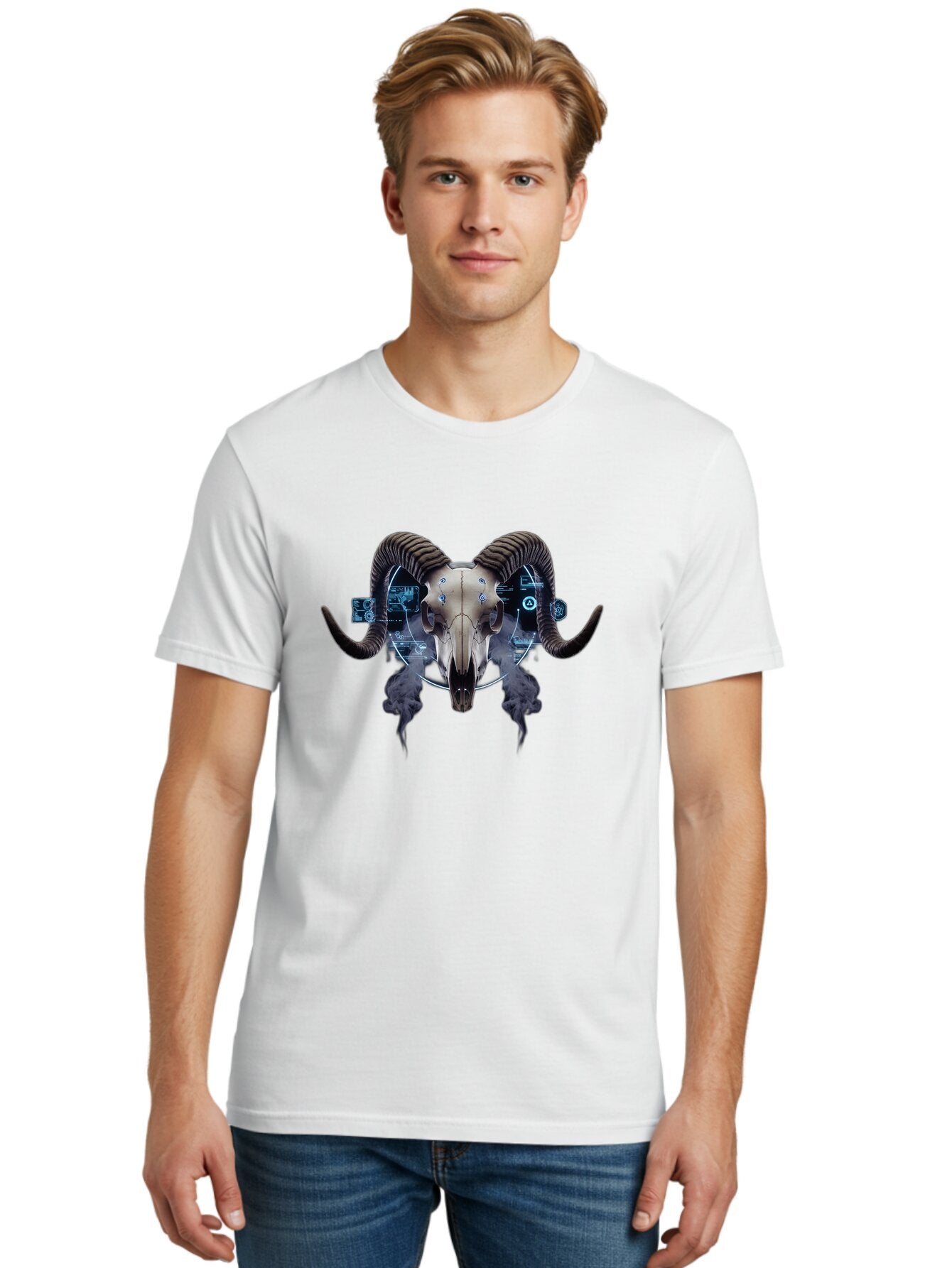 Ram-Skull-1 Men'S Graphic Tee, 100% Cotton, Comfortable Casual Summer Wear, Machine Washable, Vintage Camera, Old Camera, Antique Camera, Black Camera, Classic Photography, Photography Equipment, Nostalgic Device, Film Camera, Camera Art Bap910 21