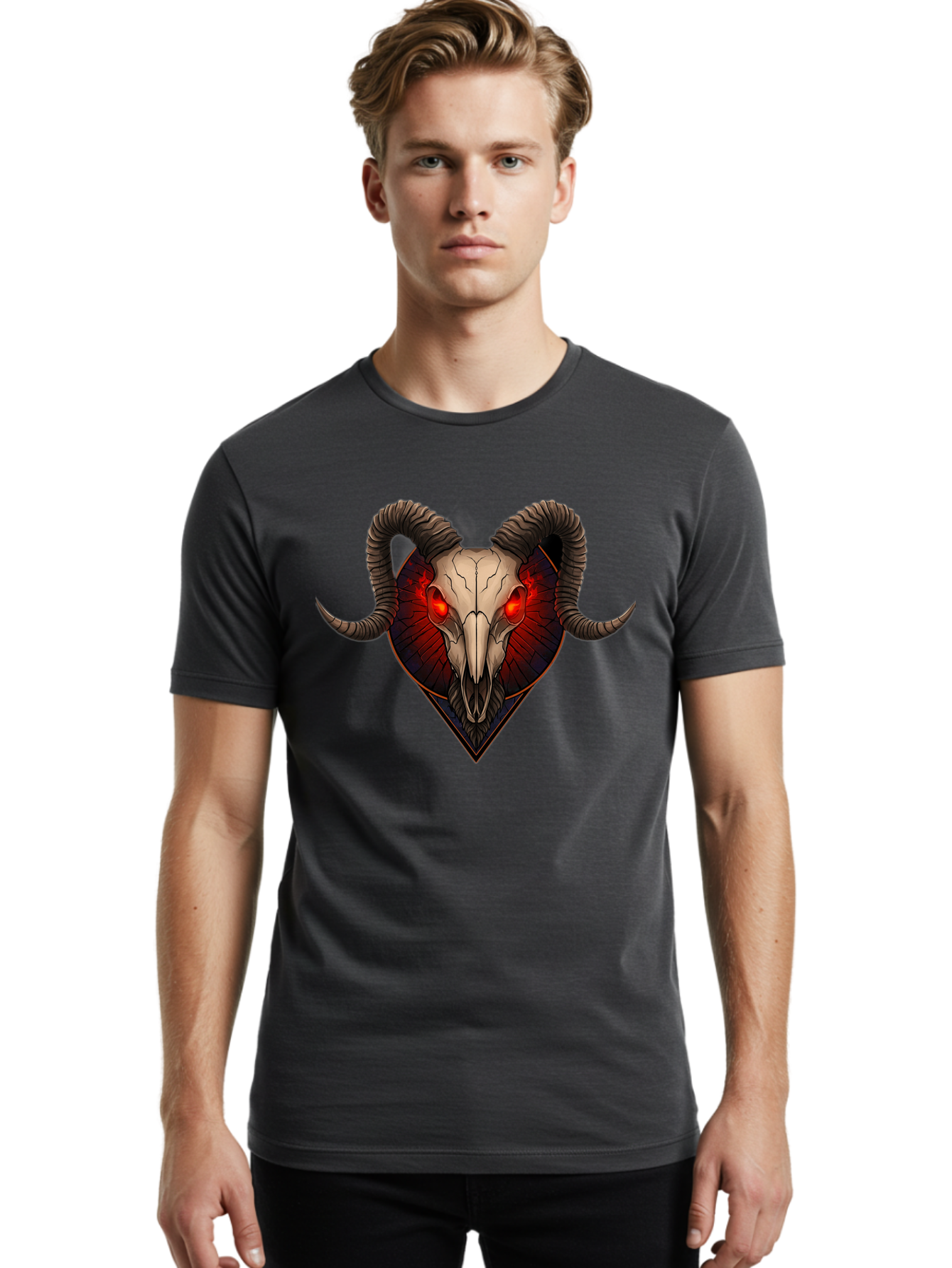 Ram-Skull-2 Men'S Graphic Tee, 100% Cotton, Comfortable Casual Summer Wear, Machine Washable, Vintage Camera, Old Camera, Antique Camera, Black Camera, Classic Photography, Photography Equipment, Nostalgic Device, Film Camera, Camera Art Bap914 24