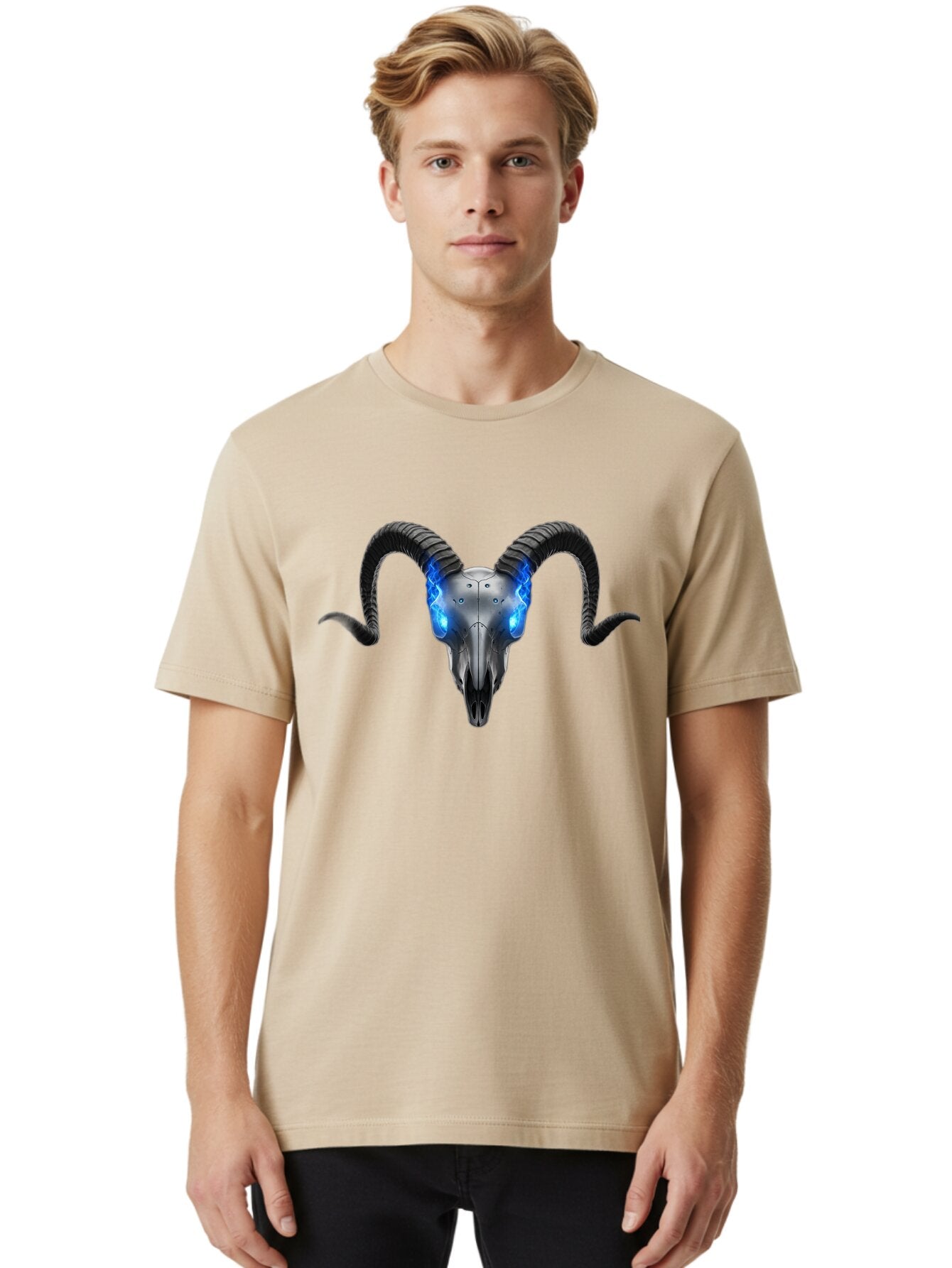 Ram-Skull-5 Men'S Graphic Tee, 100% Cotton, Comfortable Casual Summer Wear, Machine Washable, Vintage Camera, Old Camera, Antique Camera, Black Camera, Classic Photography, Photography Equipment, Nostalgic Device, Film Camera, Camera Art Bap917 17
