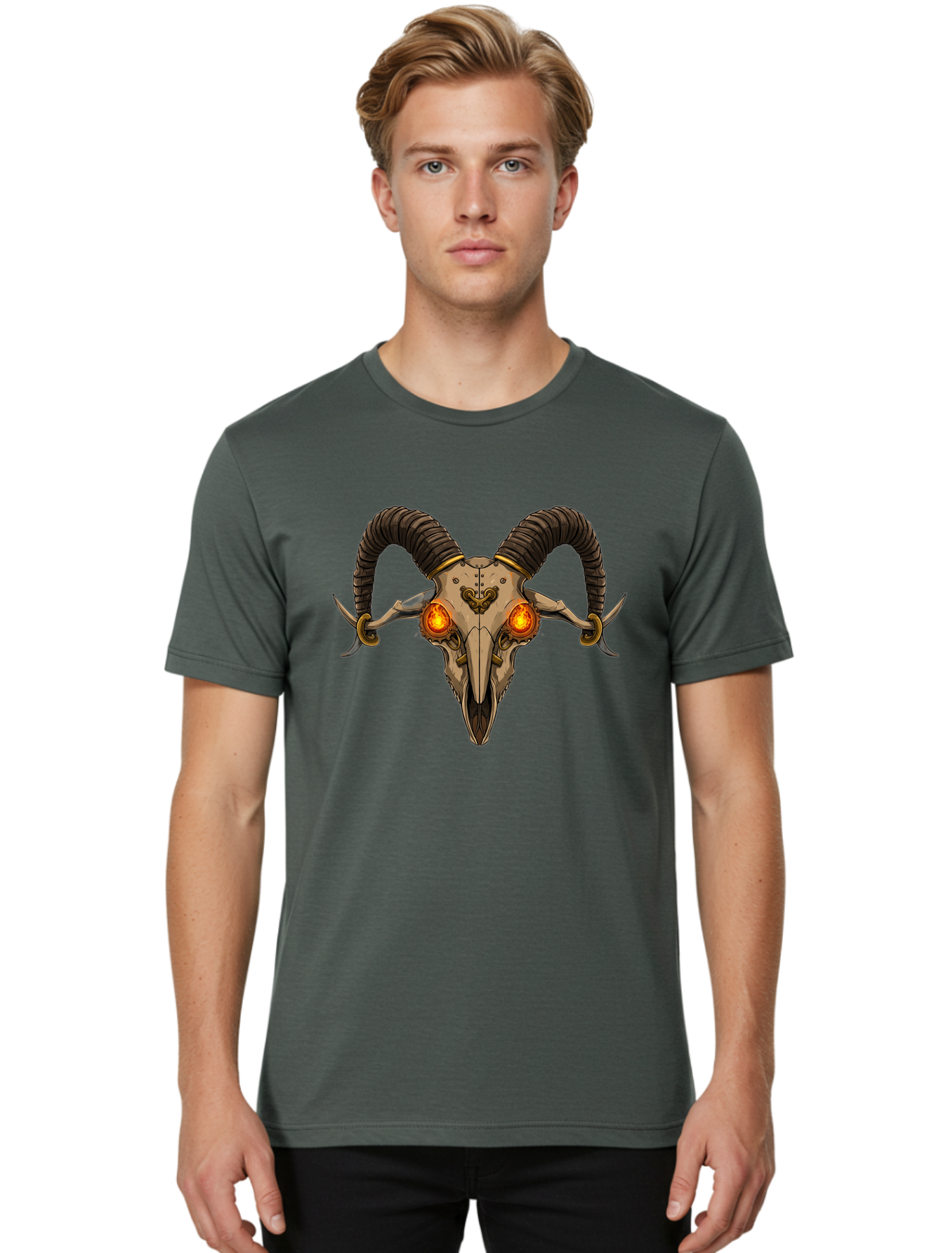 Ram-Skull-9 Men'S Graphic Tee, 100% Cotton, Comfortable Casual Summer Wear, Machine Washable, Vintage Camera, Old Camera, Antique Camera, Black Camera, Classic Photography, Photography Equipment, Nostalgic Device, Film Camera, Camera Art Bap921 27