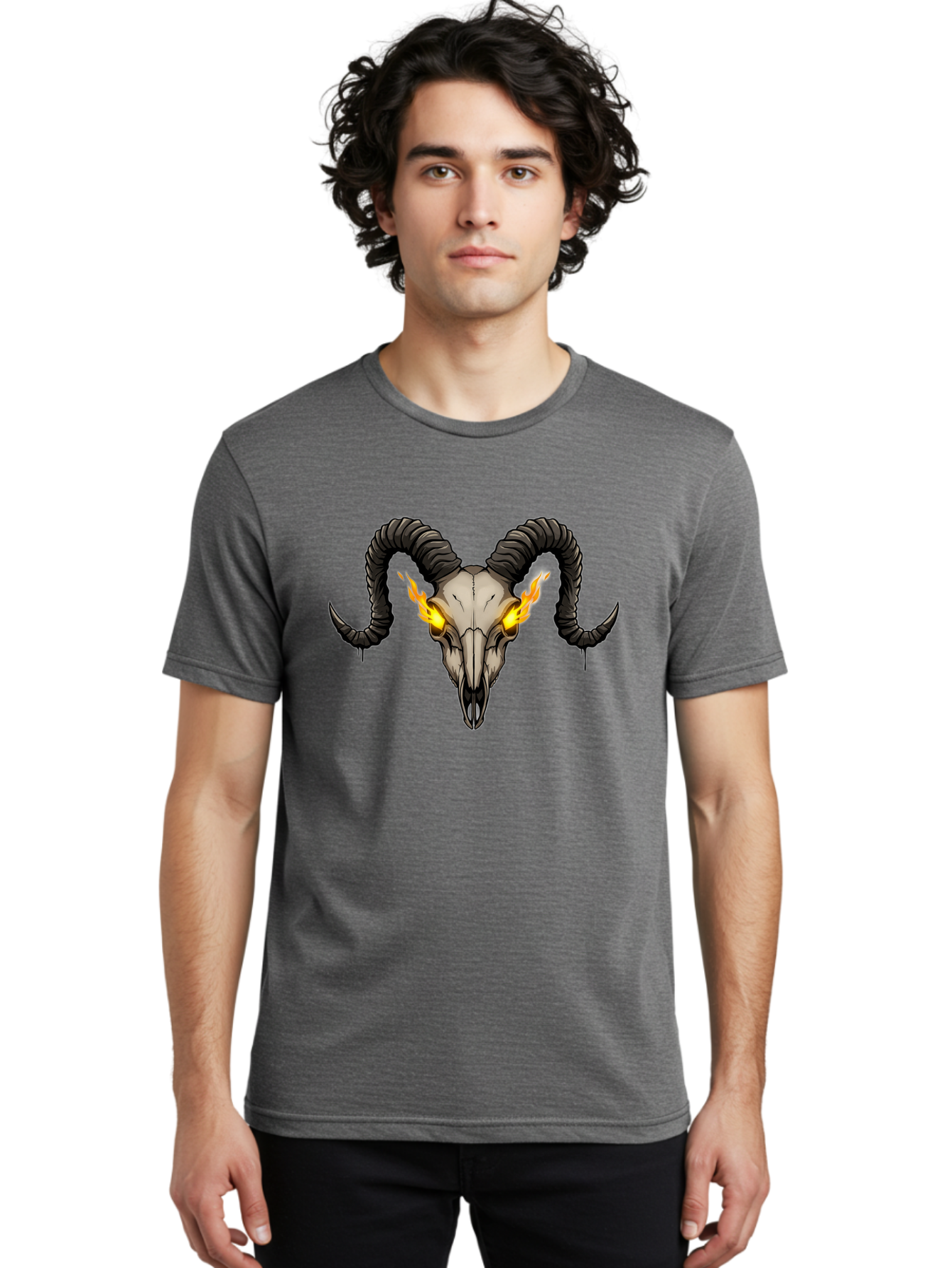 Ram-Skull-With-Flames Men'S Graphic Tee, 100% Cotton, Comfortable Casual Summer Wear, Machine Washable, Vintage Camera, Old Camera, Antique Camera, Black Camera, Classic Photography, Photography Equipment, Nostalgic Device, Film Camera, Bap922 21