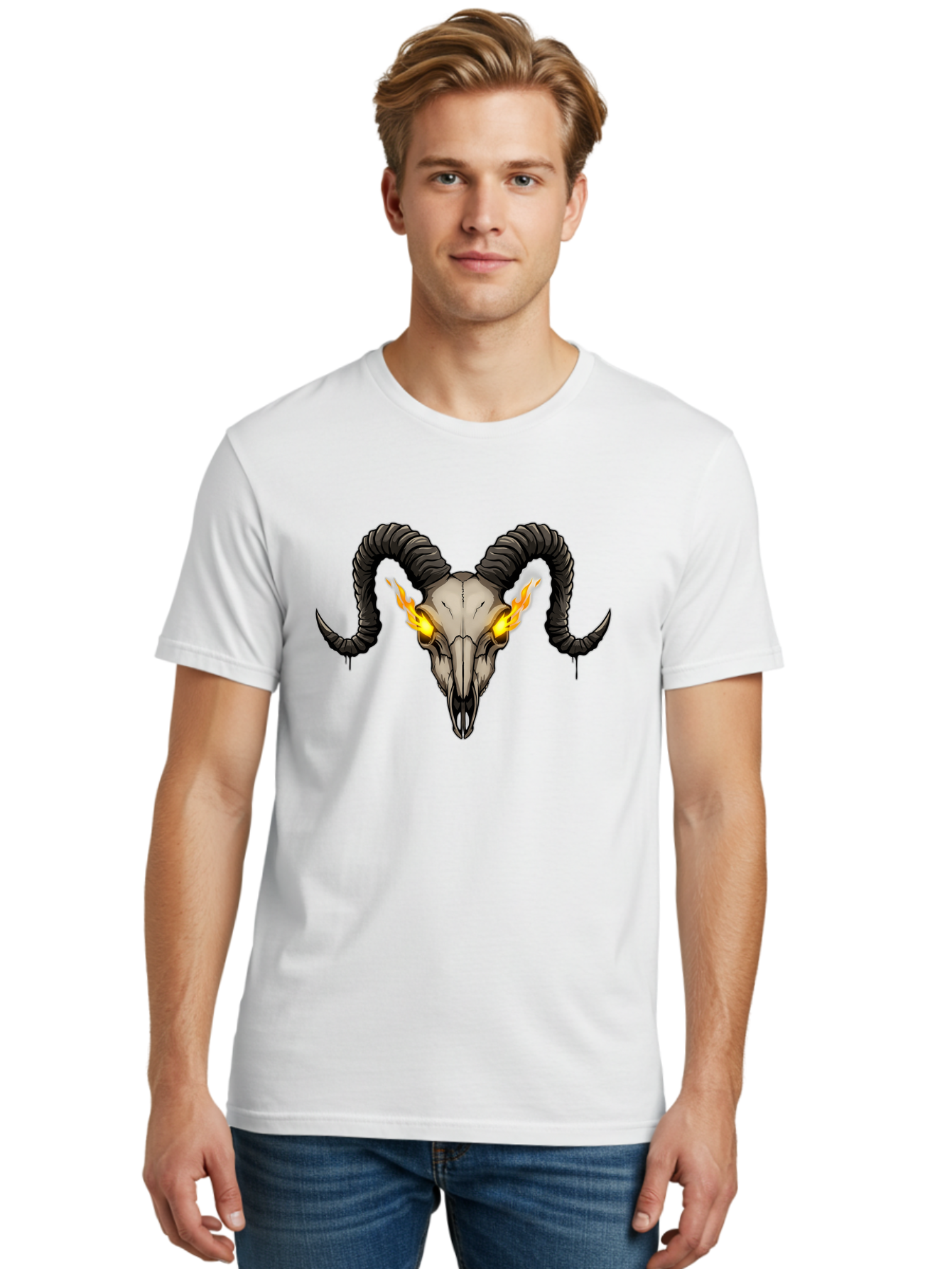 Ram-Skull-With-Flames Men'S Graphic Tee, 100% Cotton, Comfortable Casual Summer Wear, Machine Washable, Vintage Camera, Old Camera, Antique Camera, Black Camera, Classic Photography, Photography Equipment, Nostalgic Device, Film Camera, Bap922 27