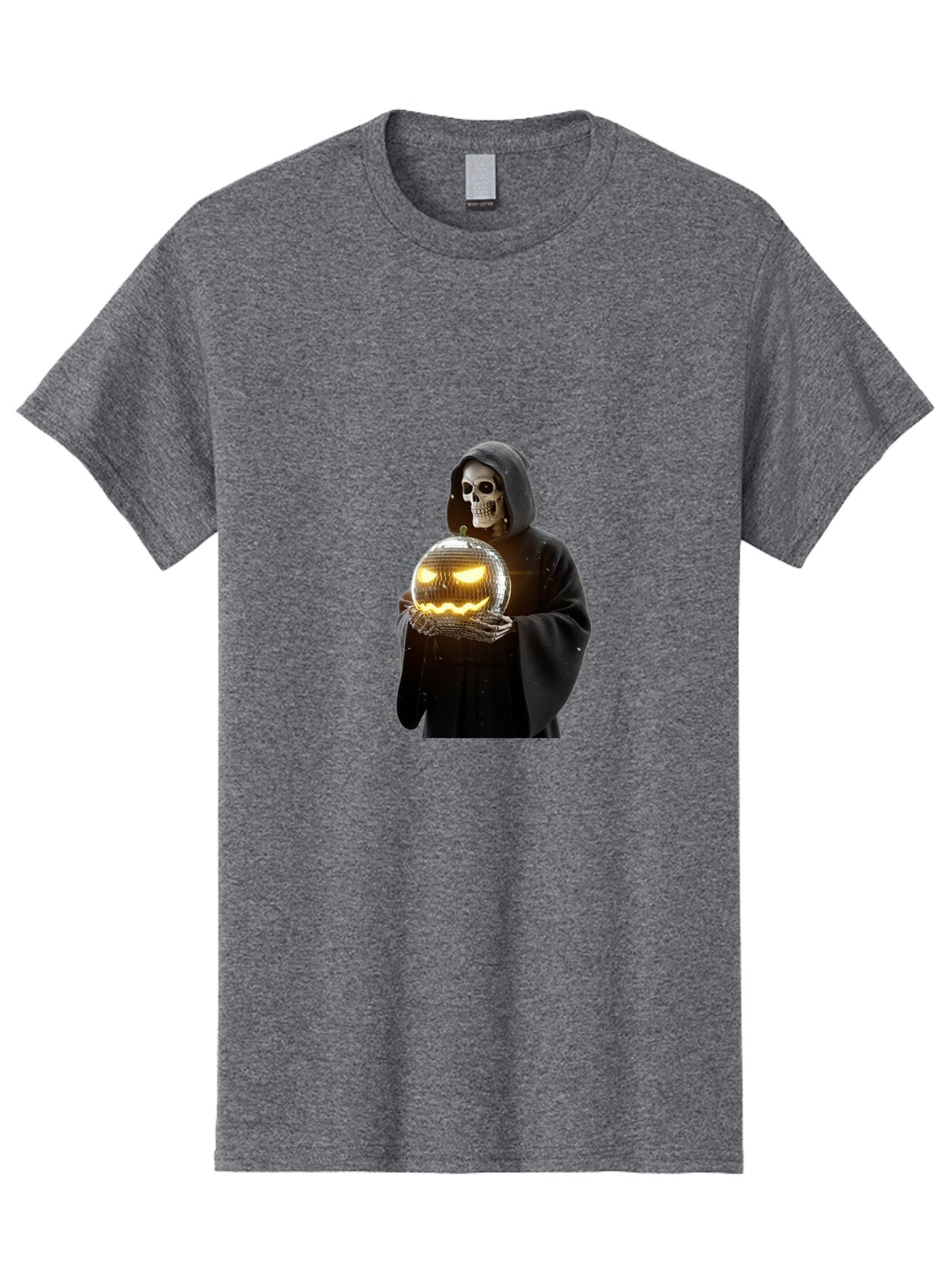 Reaper-Holding-Disco-Ball-Pumpkin Men'S Graphic Tee, 100% Cotton, Comfortable Casual Summer Wear, Machine Washable, Vintage Camera, Old Camera, Antique Camera, Black Camera, Classic Photography, Photography Equipment, Nostalgic Device, Bap924 4
