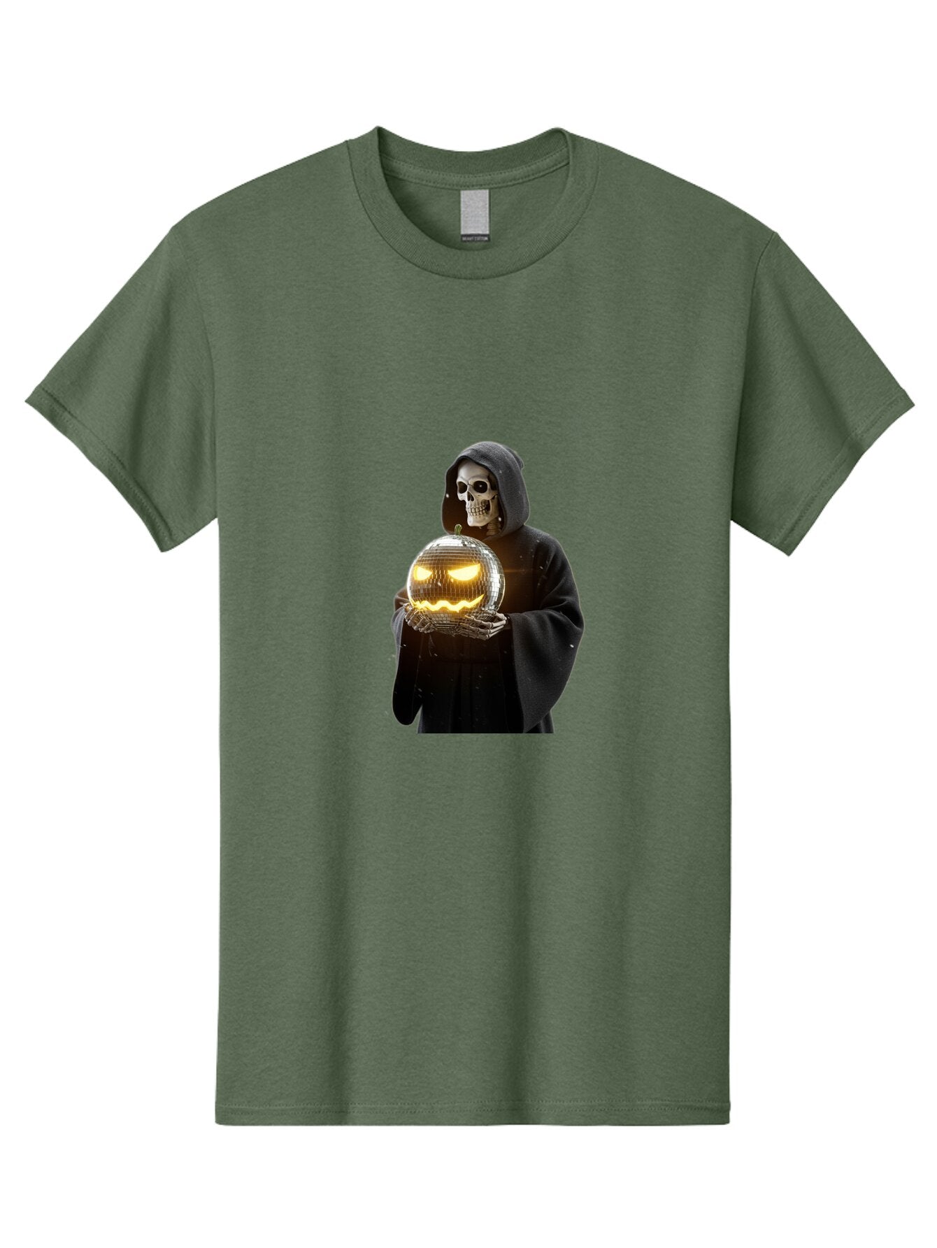 Reaper-Holding-Disco-Ball-Pumpkin Men'S Graphic Tee, 100% Cotton, Comfortable Casual Summer Wear, Machine Washable, Vintage Camera, Old Camera, Antique Camera, Black Camera, Classic Photography, Photography Equipment, Nostalgic Device, Bap924 8
