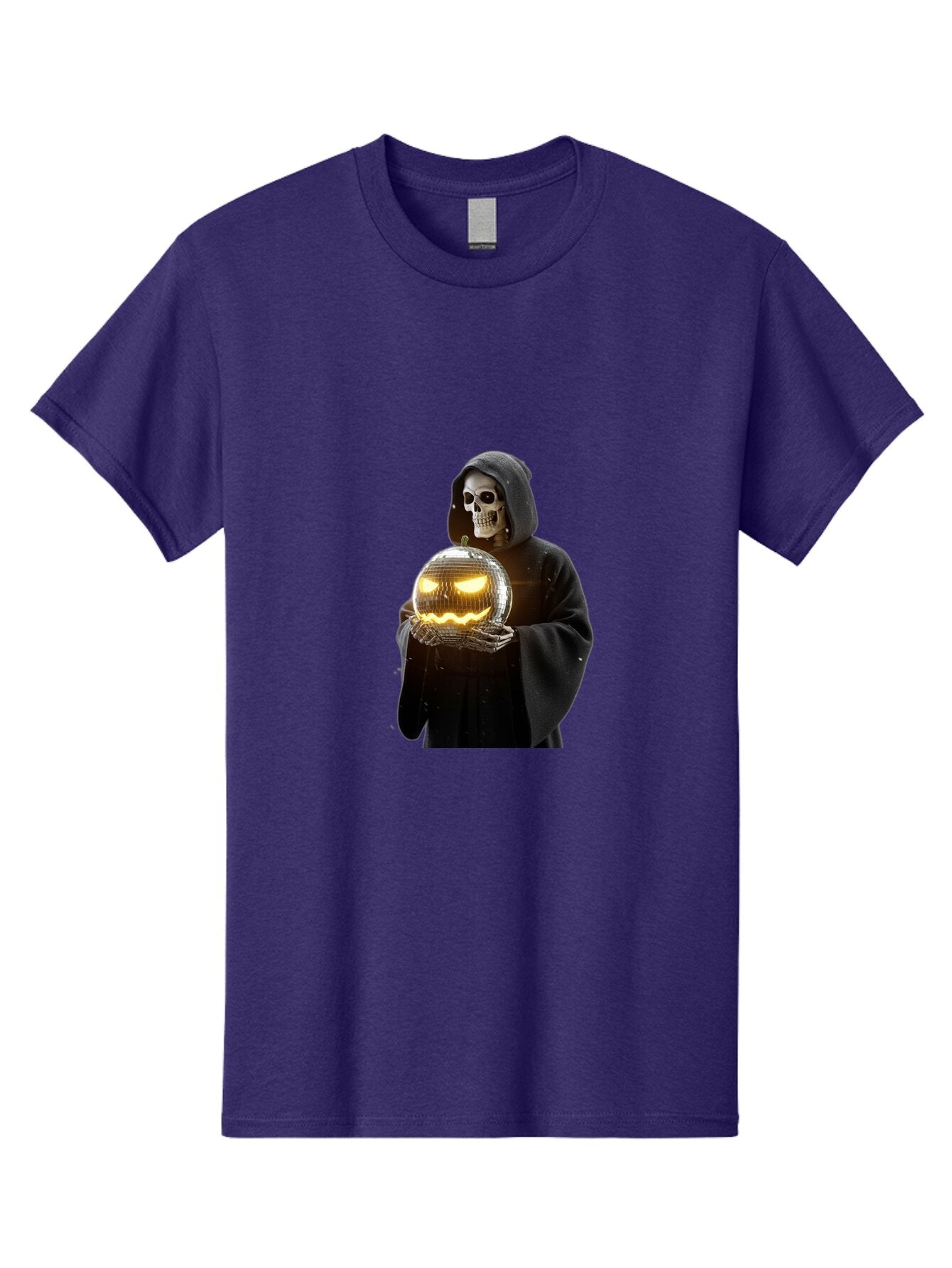 Reaper-Holding-Disco-Ball-Pumpkin Men'S Graphic Tee, 100% Cotton, Comfortable Casual Summer Wear, Machine Washable, Vintage Camera, Old Camera, Antique Camera, Black Camera, Classic Photography, Photography Equipment, Nostalgic Device, Bap924 15
