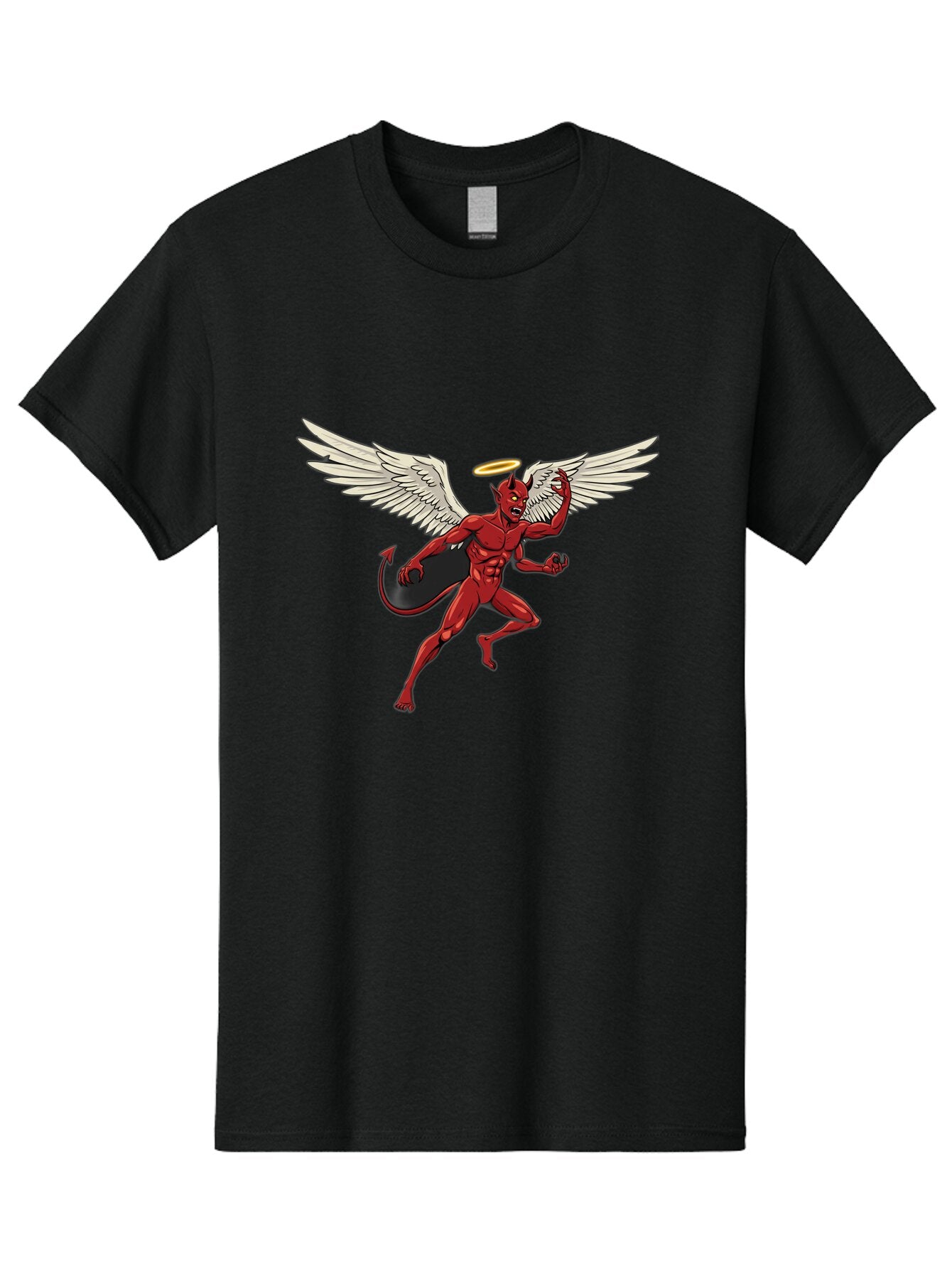Red-Devil-With-Wings-And-Halo Men'S Graphic Tee, 100% Cotton, Comfortable Casual Summer Wear, Machine Washable, Vintage Camera, Old Camera, Antique Camera, Black Camera, Classic Photography, Photography Equipment, Nostalgic Device, Bap927 2