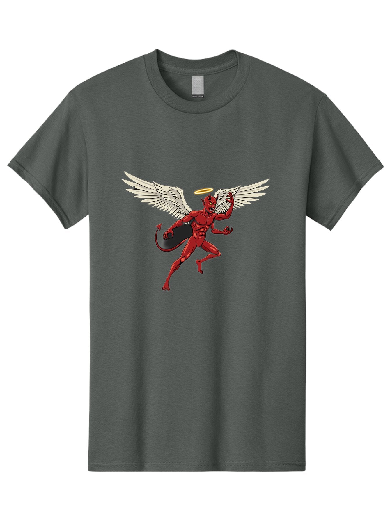 Red-Devil-With-Wings-And-Halo Men'S Graphic Tee, 100% Cotton, Comfortable Casual Summer Wear, Machine Washable, Vintage Camera, Old Camera, Antique Camera, Black Camera, Classic Photography, Photography Equipment, Nostalgic Device, Bap927 1