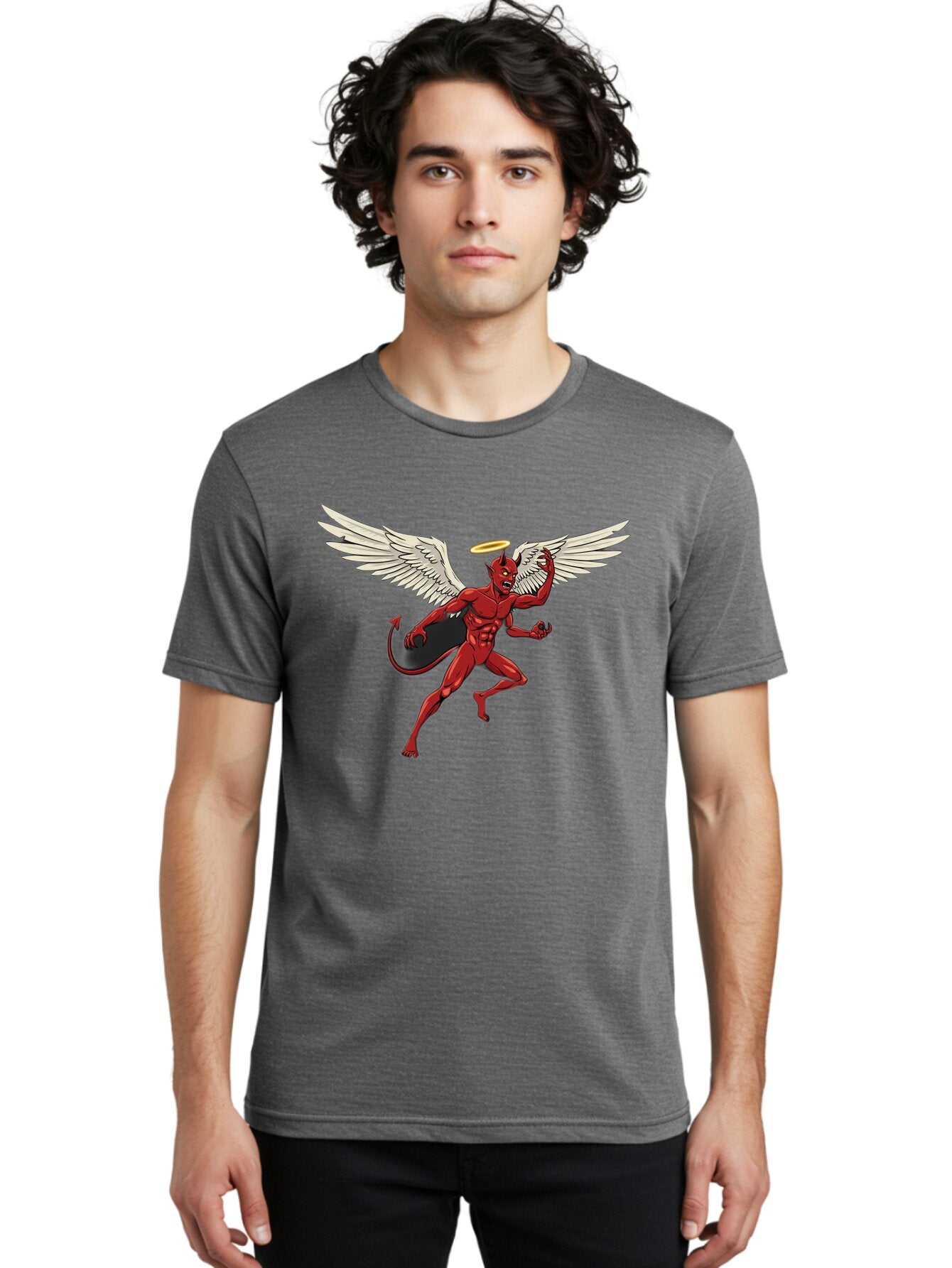 Red-Devil-With-Wings-And-Halo Men'S Graphic Tee, 100% Cotton, Comfortable Casual Summer Wear, Machine Washable, Vintage Camera, Old Camera, Antique Camera, Black Camera, Classic Photography, Photography Equipment, Nostalgic Device, Bap927 23