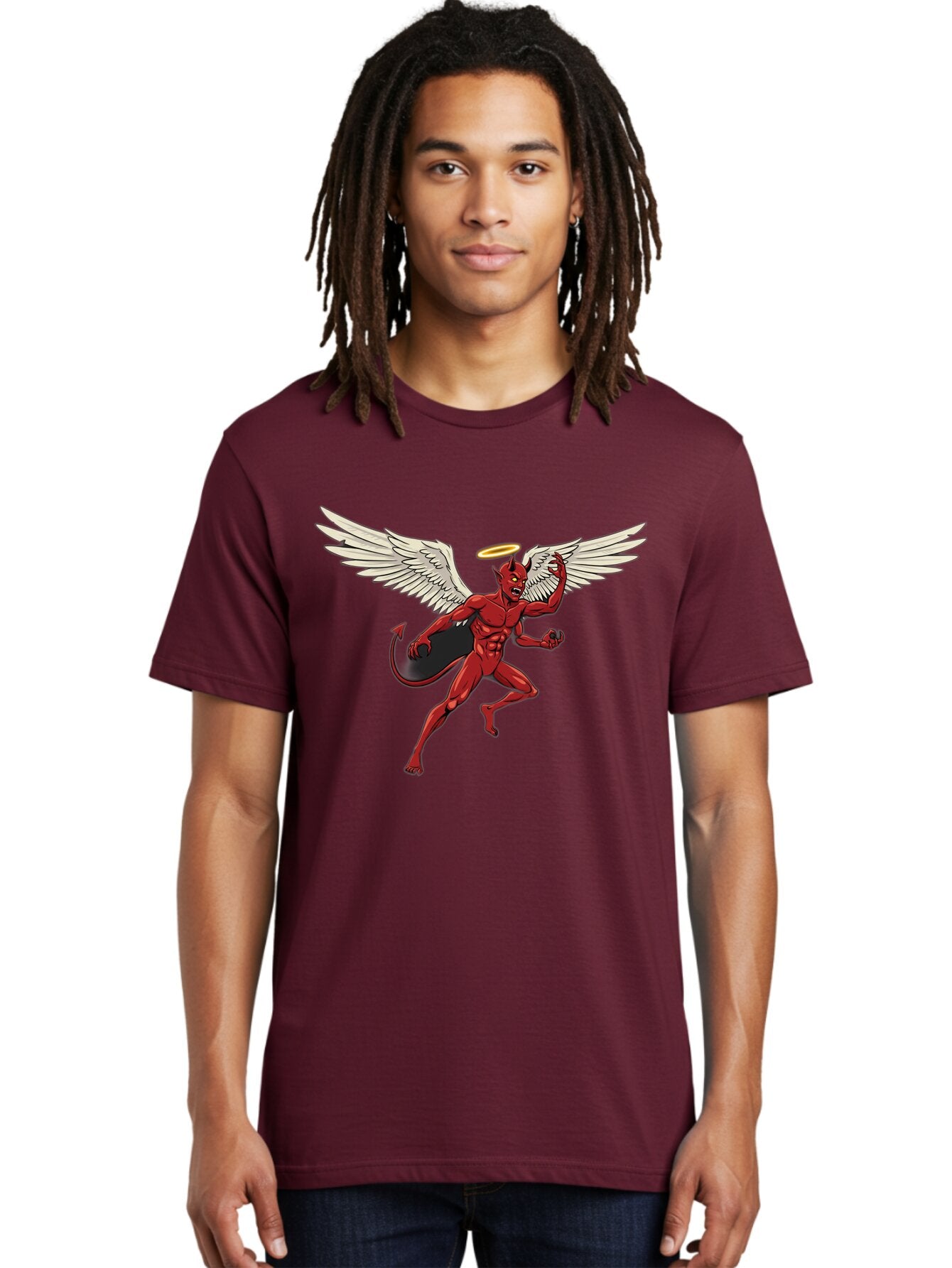 Red-Devil-With-Wings-And-Halo Men'S Graphic Tee, 100% Cotton, Comfortable Casual Summer Wear, Machine Washable, Vintage Camera, Old Camera, Antique Camera, Black Camera, Classic Photography, Photography Equipment, Nostalgic Device, Bap927 29