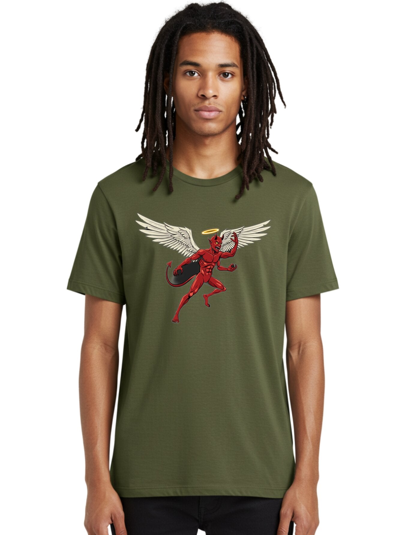 Red-Devil-With-Wings-And-Halo Men'S Graphic Tee, 100% Cotton, Comfortable Casual Summer Wear, Machine Washable, Vintage Camera, Old Camera, Antique Camera, Black Camera, Classic Photography, Photography Equipment, Nostalgic Device, Bap927 17