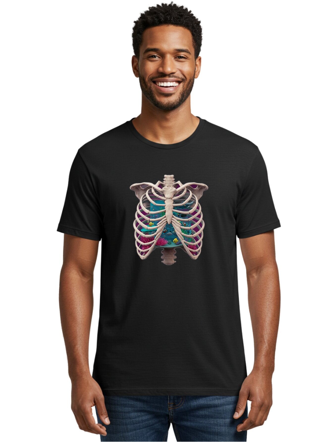 Ribcage-Aquarium-1 Men'S Graphic Tee, 100% Cotton, Comfortable Casual Summer Wear, Machine Washable, Vintage Camera, Old Camera, Antique Camera, Black Camera, Classic Photography, Photography Equipment, Nostalgic Device, Film Camera, Bap935 29