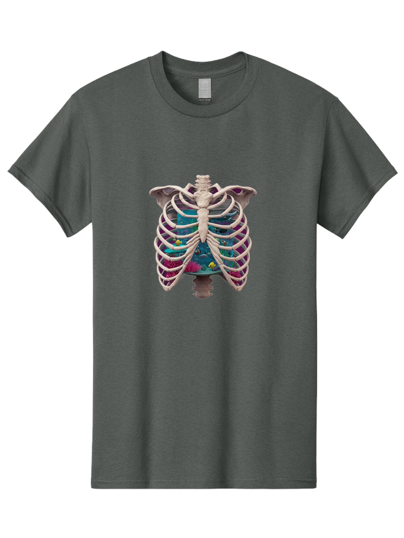 Ribcage-Aquarium-1 Men'S Graphic Tee, 100% Cotton, Comfortable Casual Summer Wear, Machine Washable, Vintage Camera, Old Camera, Antique Camera, Black Camera, Classic Photography, Photography Equipment, Nostalgic Device, Film Camera, Bap935 15