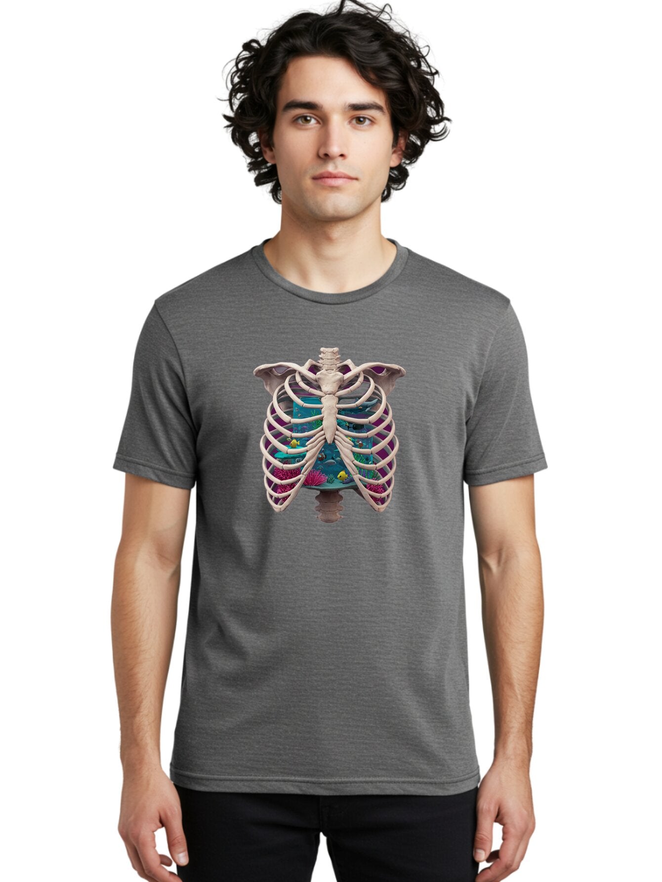 Ribcage-Aquarium-1 Men'S Graphic Tee, 100% Cotton, Comfortable Casual Summer Wear, Machine Washable, Vintage Camera, Old Camera, Antique Camera, Black Camera, Classic Photography, Photography Equipment, Nostalgic Device, Film Camera, Bap935 23