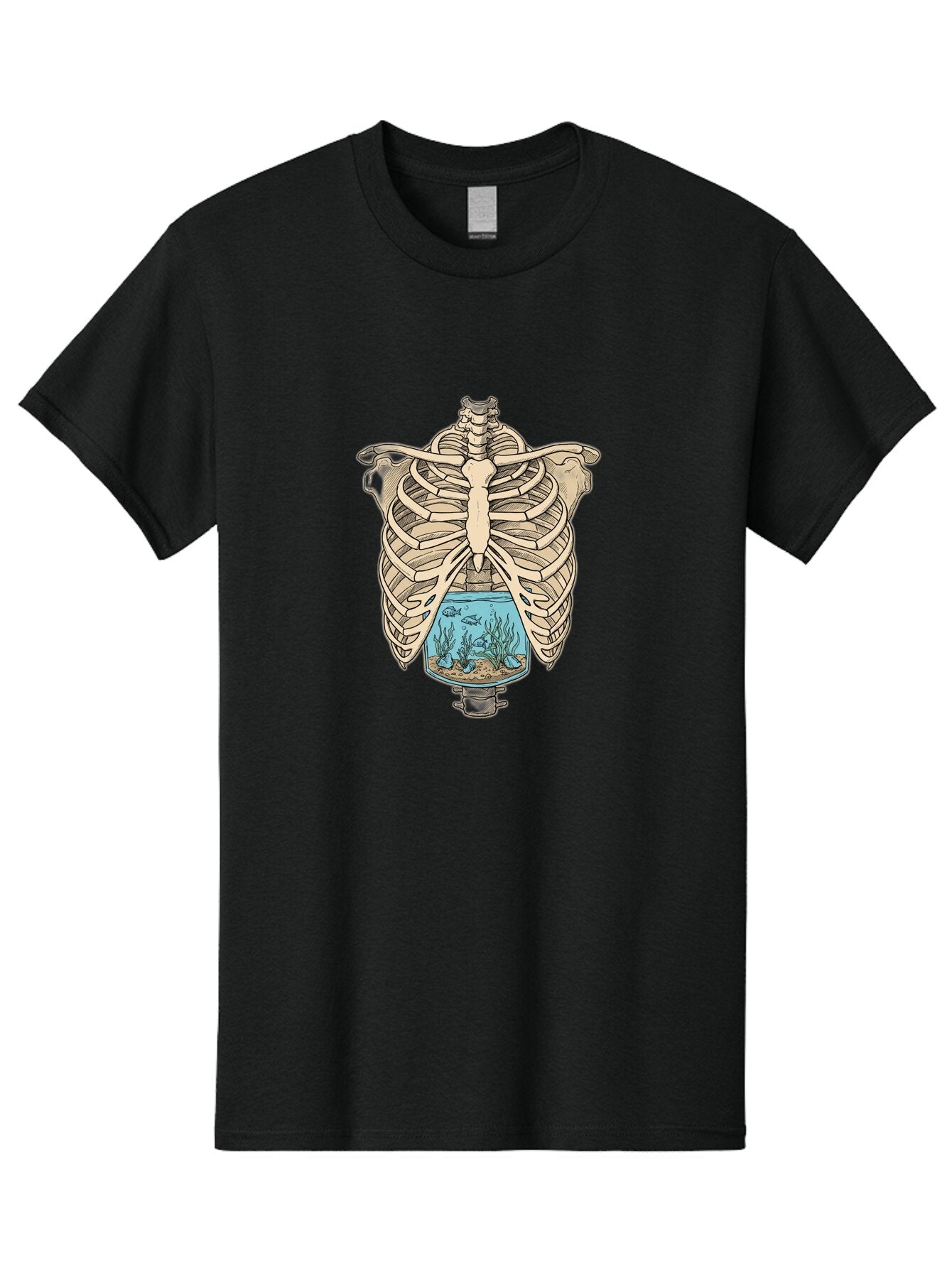 Ribcage-Aquarium-3 Men'S Graphic Tee, 100% Cotton, Comfortable Casual Summer Wear, Machine Washable, Vintage Camera, Old Camera, Antique Camera, Black Camera, Classic Photography, Photography Equipment, Nostalgic Device, Film Camera, Bap937 7