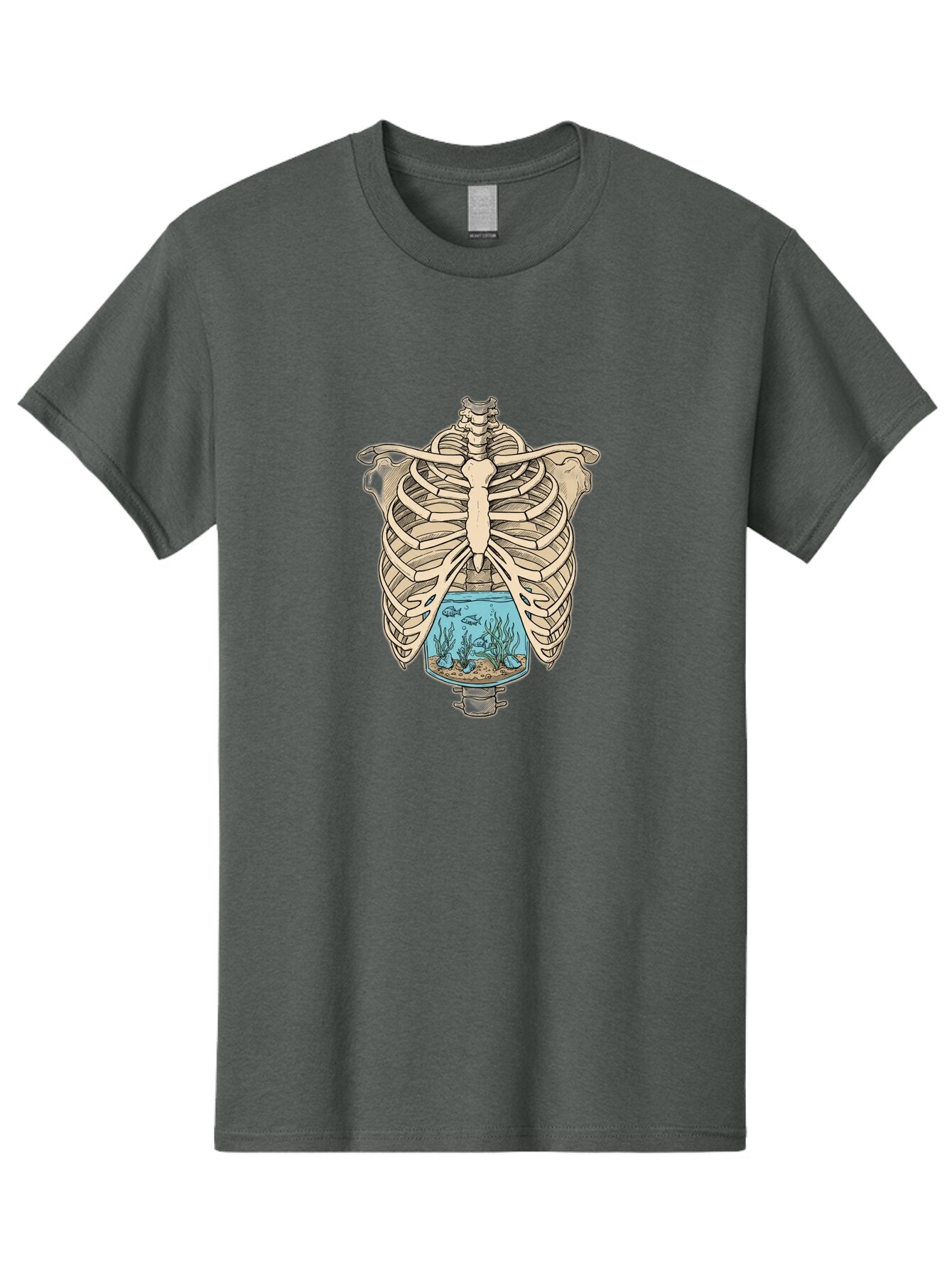 Ribcage-Aquarium-3 Men'S Graphic Tee, 100% Cotton, Comfortable Casual Summer Wear, Machine Washable, Vintage Camera, Old Camera, Antique Camera, Black Camera, Classic Photography, Photography Equipment, Nostalgic Device, Film Camera, Bap937 15