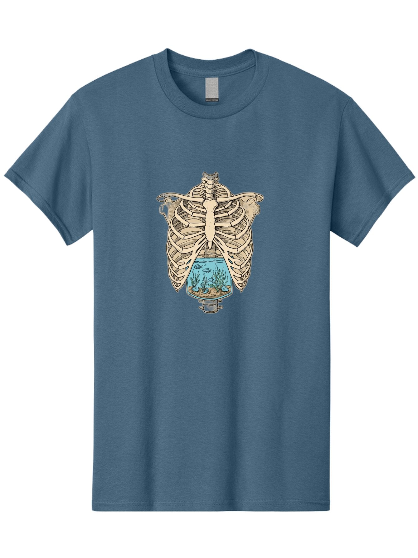 Ribcage-Aquarium-3 Men'S Graphic Tee, 100% Cotton, Comfortable Casual Summer Wear, Machine Washable, Vintage Camera, Old Camera, Antique Camera, Black Camera, Classic Photography, Photography Equipment, Nostalgic Device, Film Camera, Bap937 5