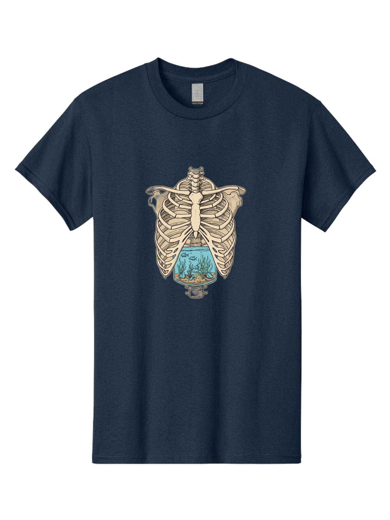 Ribcage-Aquarium-3 Men'S Graphic Tee, 100% Cotton, Comfortable Casual Summer Wear, Machine Washable, Vintage Camera, Old Camera, Antique Camera, Black Camera, Classic Photography, Photography Equipment, Nostalgic Device, Film Camera, Bap937 14