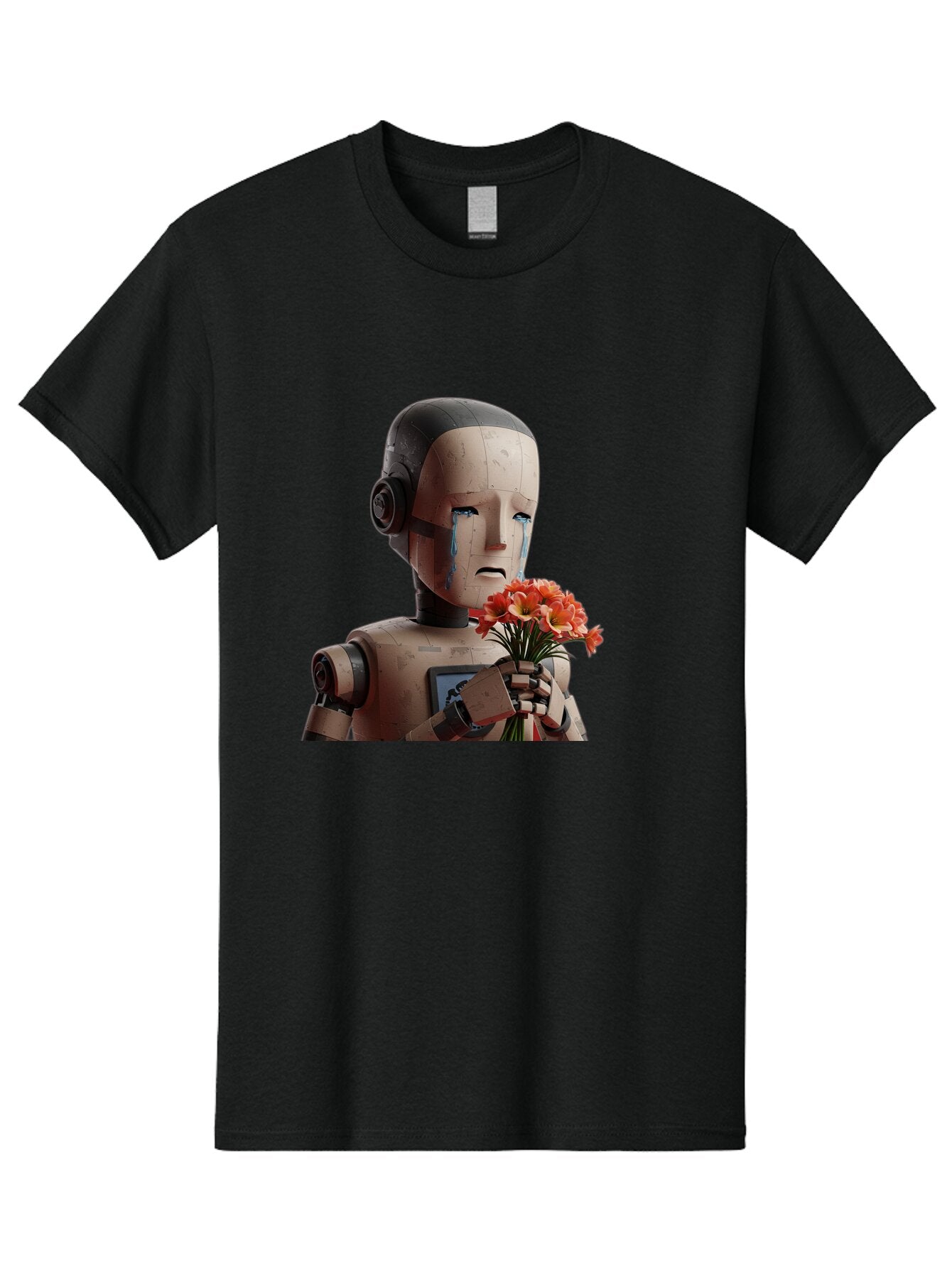 Robot-Holding-Bouquet-Of-Flowers Men'S Graphic Tee, 100% Cotton, Comfortable Casual Summer Wear, Machine Washable, Vintage Camera, Old Camera, Antique Camera, Black Camera, Classic Photography, Photography Equipment, Nostalgic Device, Bap951 4
