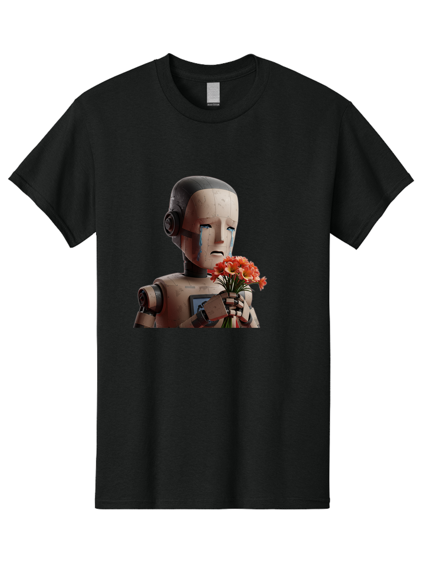 Robot-Holding-Bouquet-Of-Flowers Men'S Graphic Tee, 100% Cotton, Comfortable Casual Summer Wear, Machine Washable, Vintage Camera, Old Camera, Antique Camera, Black Camera, Classic Photography, Photography Equipment, Nostalgic Device, Bap951 3