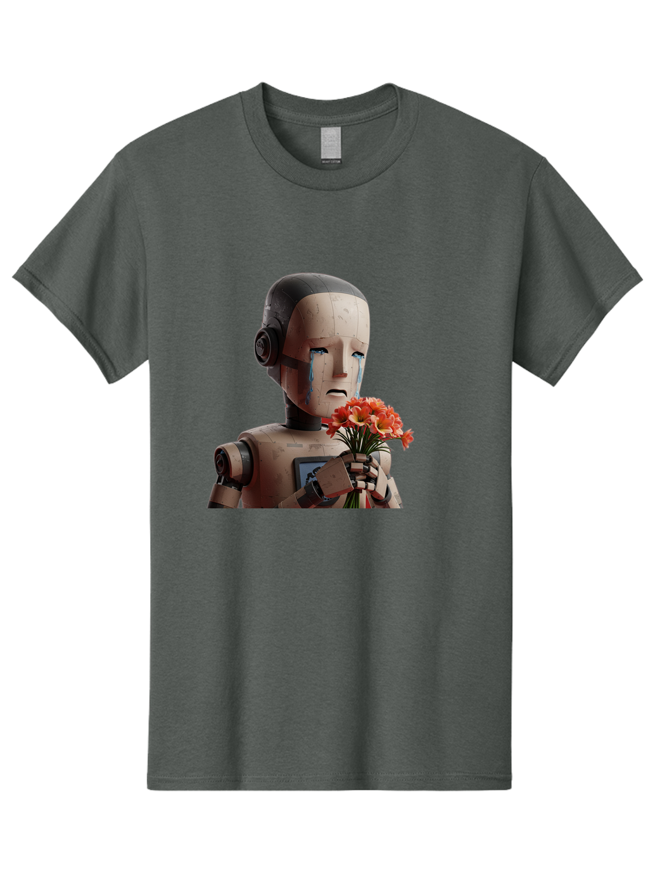 Robot-Holding-Bouquet-Of-Flowers Men'S Graphic Tee, 100% Cotton, Comfortable Casual Summer Wear, Machine Washable, Vintage Camera, Old Camera, Antique Camera, Black Camera, Classic Photography, Photography Equipment, Nostalgic Device, Bap951 8