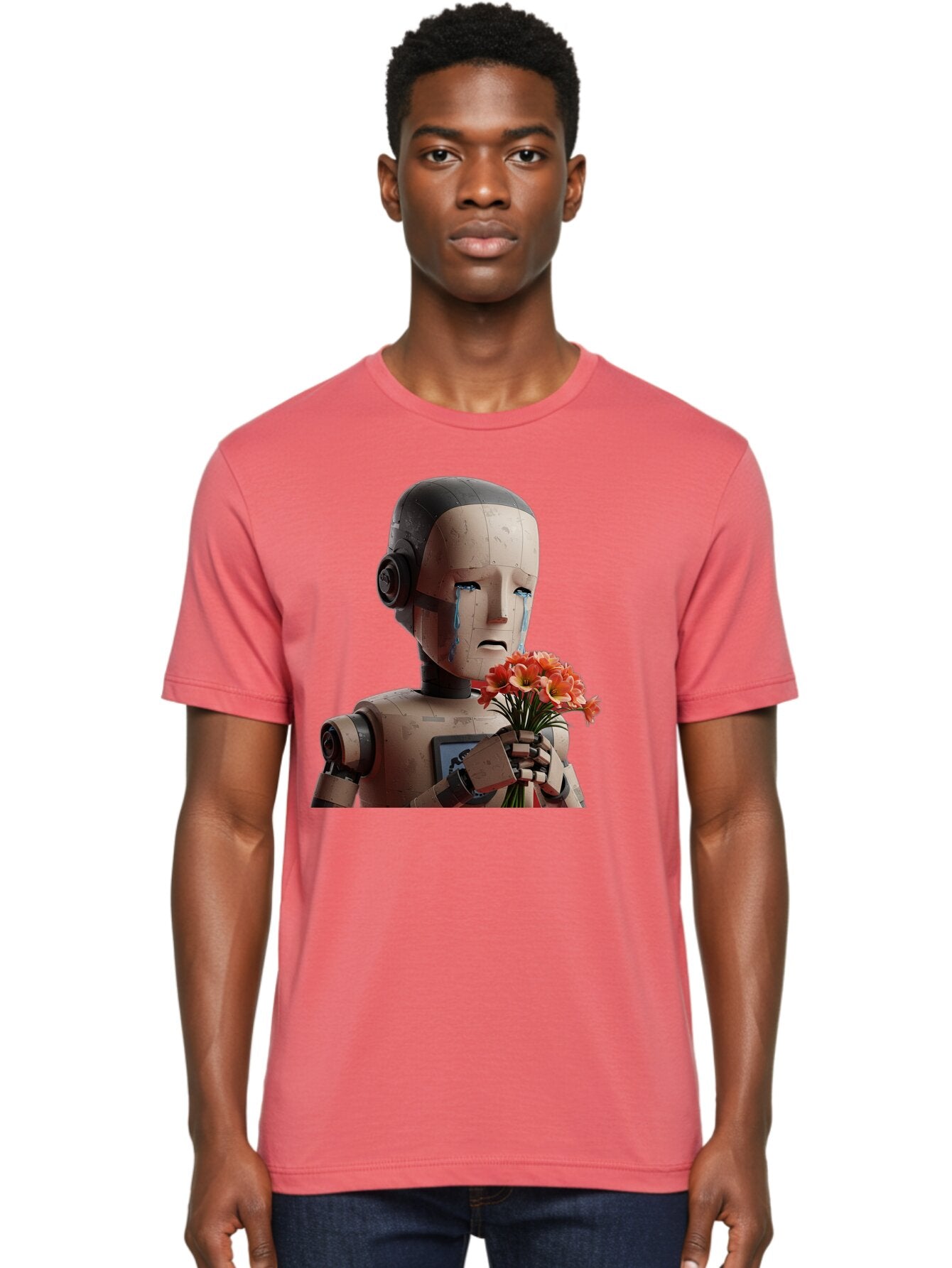 Robot-Holding-Bouquet-Of-Flowers Men'S Graphic Tee, 100% Cotton, Comfortable Casual Summer Wear, Machine Washable, Vintage Camera, Old Camera, Antique Camera, Black Camera, Classic Photography, Photography Equipment, Nostalgic Device, Bap951 29