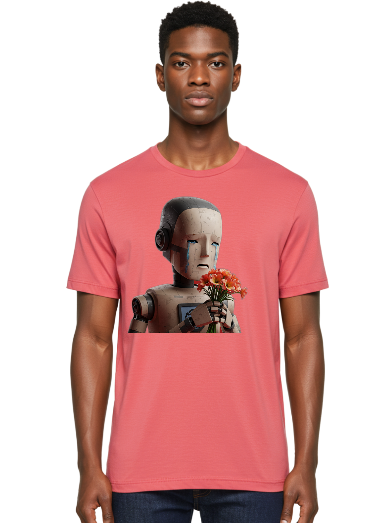 Robot-Holding-Bouquet-Of-Flowers Men'S Graphic Tee, 100% Cotton, Comfortable Casual Summer Wear, Machine Washable, Vintage Camera, Old Camera, Antique Camera, Black Camera, Classic Photography, Photography Equipment, Nostalgic Device, Bap951 30