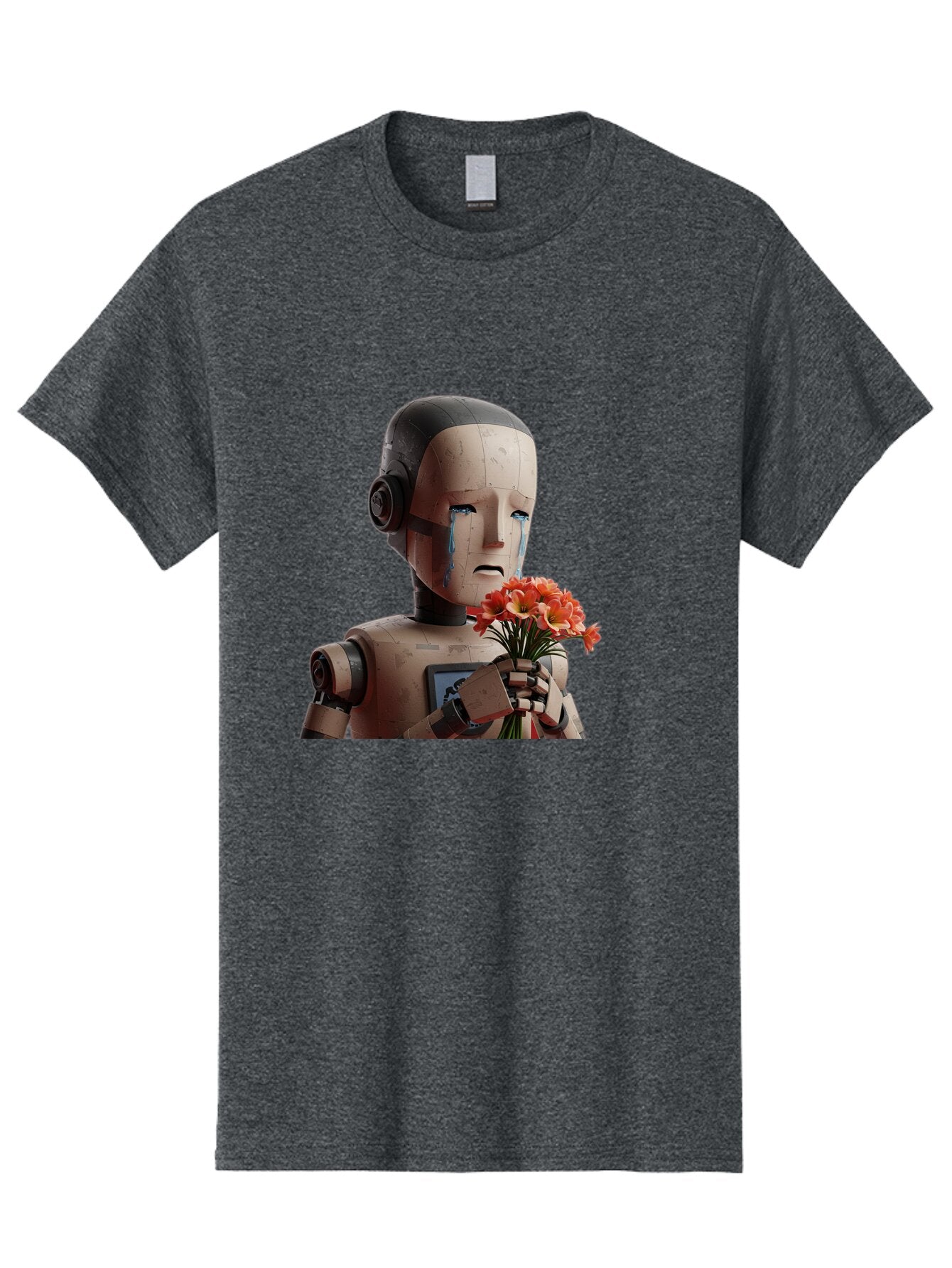 Robot-Holding-Bouquet-Of-Flowers Men'S Graphic Tee, 100% Cotton, Comfortable Casual Summer Wear, Machine Washable, Vintage Camera, Old Camera, Antique Camera, Black Camera, Classic Photography, Photography Equipment, Nostalgic Device, Bap951 7
