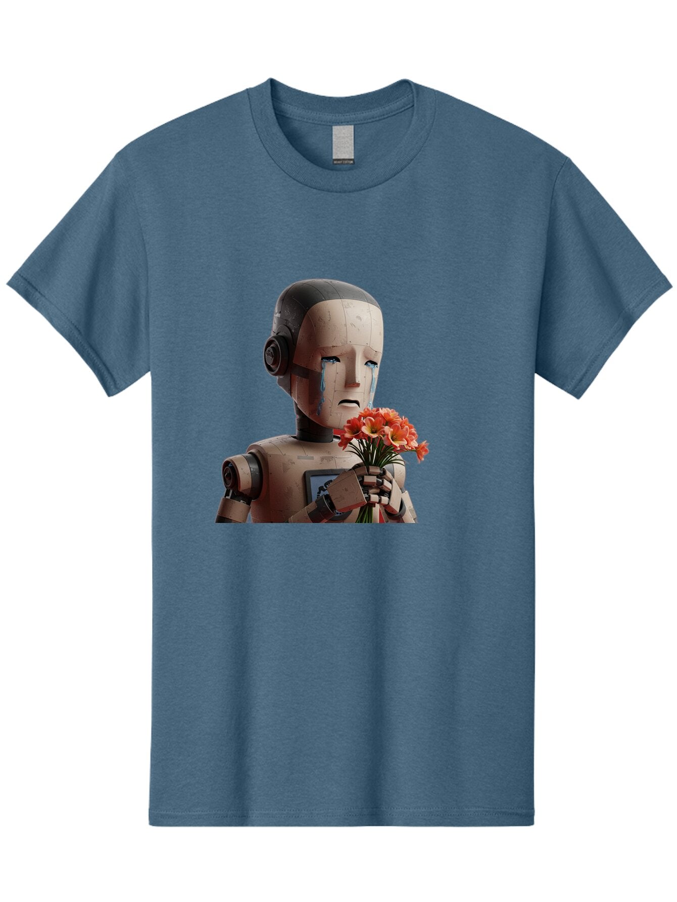 Robot-Holding-Bouquet-Of-Flowers Men'S Graphic Tee, 100% Cotton, Comfortable Casual Summer Wear, Machine Washable, Vintage Camera, Old Camera, Antique Camera, Black Camera, Classic Photography, Photography Equipment, Nostalgic Device, Bap951 6