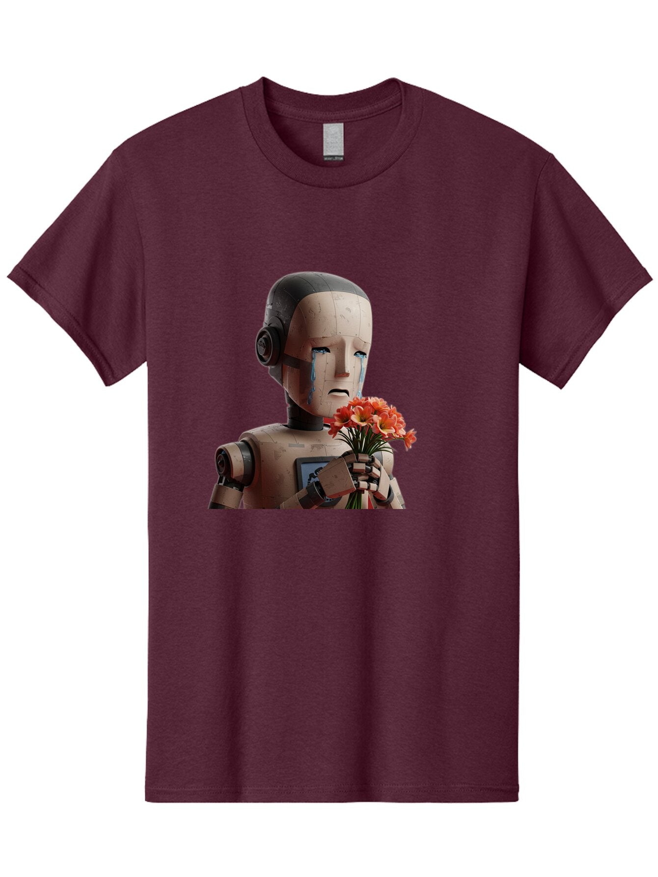 Robot-Holding-Bouquet-Of-Flowers Men'S Graphic Tee, 100% Cotton, Comfortable Casual Summer Wear, Machine Washable, Vintage Camera, Old Camera, Antique Camera, Black Camera, Classic Photography, Photography Equipment, Nostalgic Device, Bap951 13
