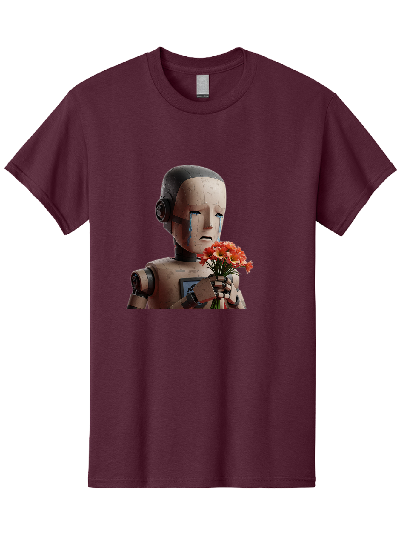 Robot-Holding-Bouquet-Of-Flowers Men'S Graphic Tee, 100% Cotton, Comfortable Casual Summer Wear, Machine Washable, Vintage Camera, Old Camera, Antique Camera, Black Camera, Classic Photography, Photography Equipment, Nostalgic Device, Bap951 4