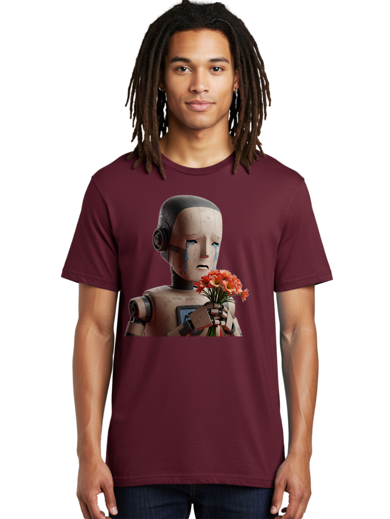 Robot-Holding-Bouquet-Of-Flowers Men'S Graphic Tee, 100% Cotton, Comfortable Casual Summer Wear, Machine Washable, Vintage Camera, Old Camera, Antique Camera, Black Camera, Classic Photography, Photography Equipment, Nostalgic Device, Bap951 19
