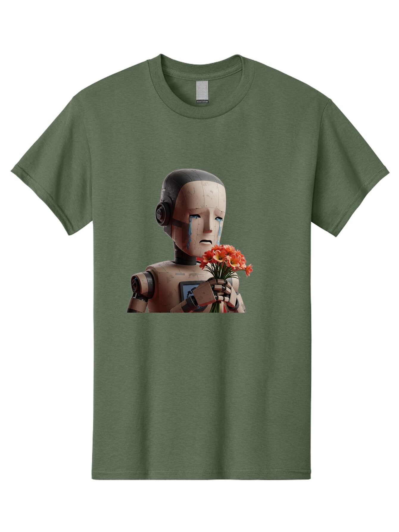Robot-Holding-Bouquet-Of-Flowers Men'S Graphic Tee, 100% Cotton, Comfortable Casual Summer Wear, Machine Washable, Vintage Camera, Old Camera, Antique Camera, Black Camera, Classic Photography, Photography Equipment, Nostalgic Device, Bap951 8