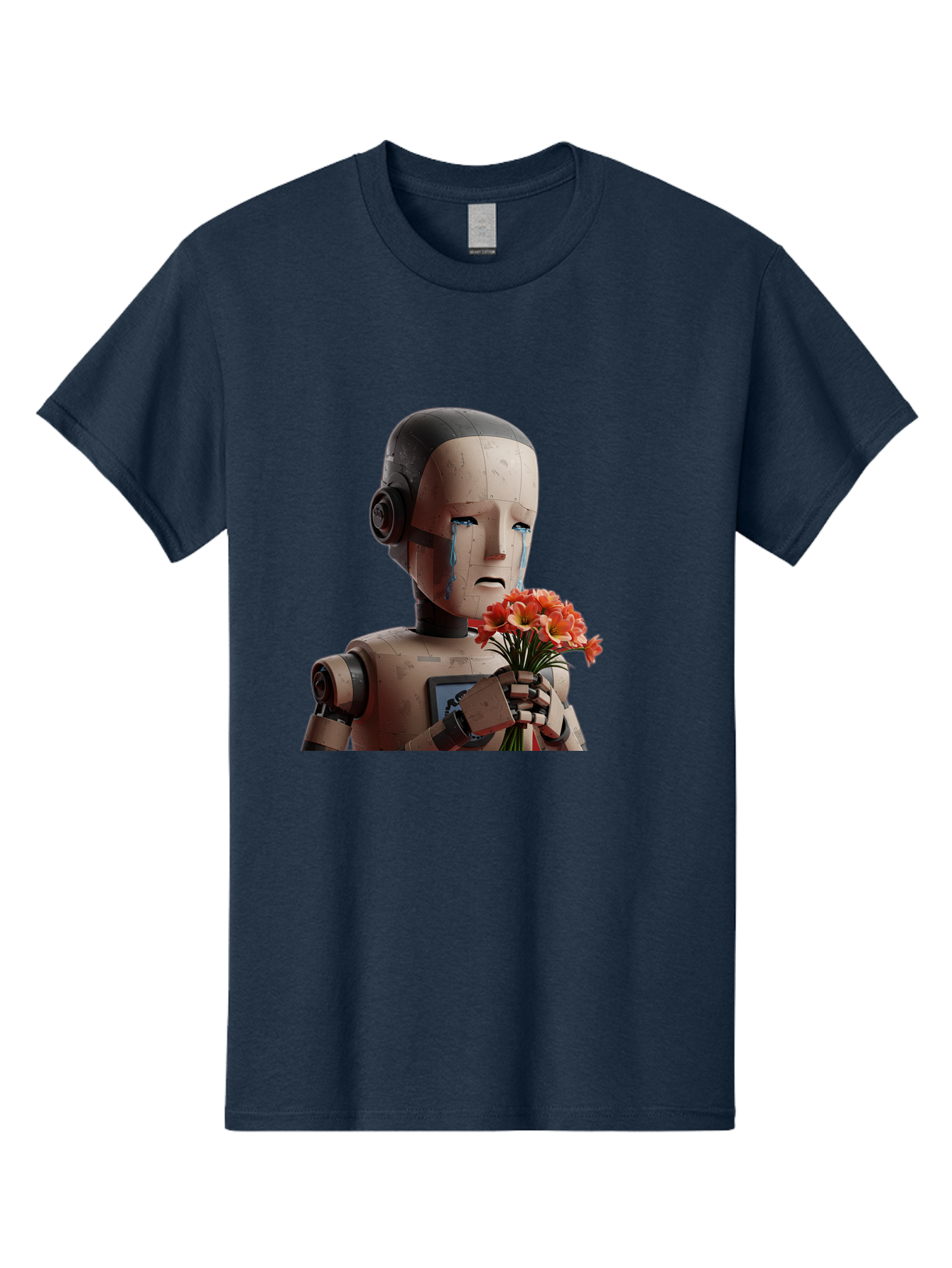 Robot-Holding-Bouquet-Of-Flowers Men'S Graphic Tee, 100% Cotton, Comfortable Casual Summer Wear, Machine Washable, Vintage Camera, Old Camera, Antique Camera, Black Camera, Classic Photography, Photography Equipment, Nostalgic Device, Bap951 5
