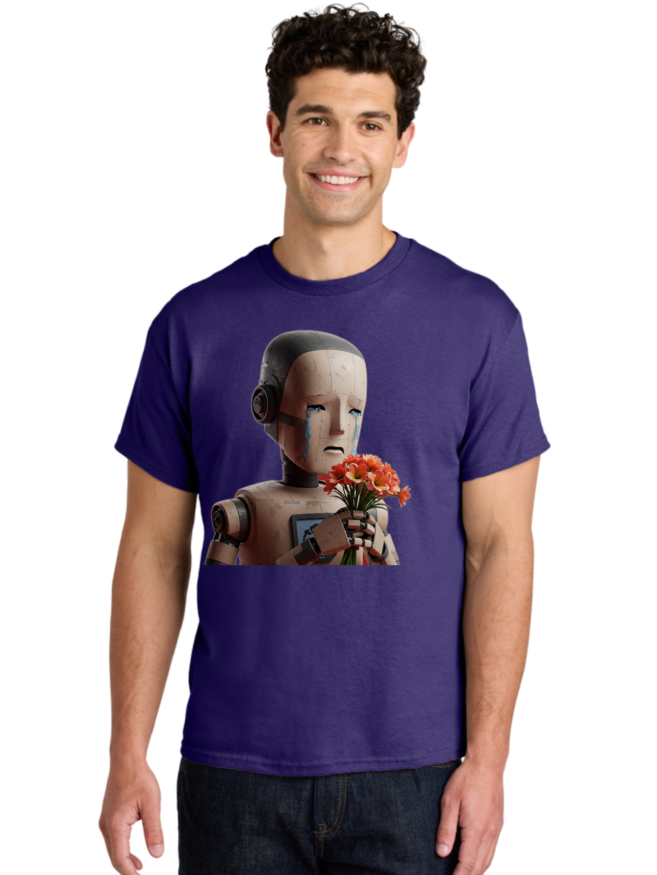 Robot-Holding-Bouquet-Of-Flowers Men'S Graphic Tee, 100% Cotton, Comfortable Casual Summer Wear, Machine Washable, Vintage Camera, Old Camera, Antique Camera, Black Camera, Classic Photography, Photography Equipment, Nostalgic Device, Bap951 28