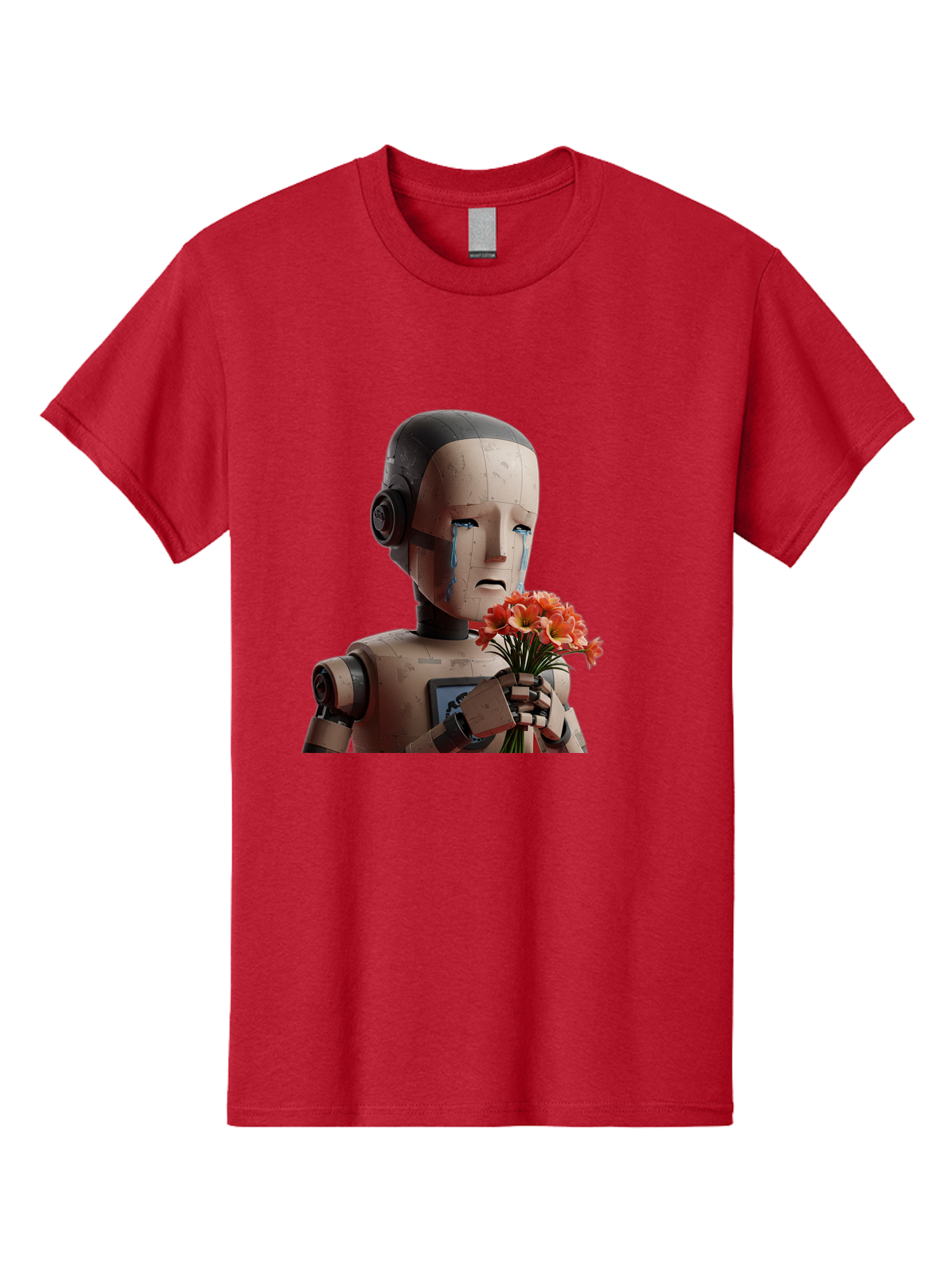 Robot-Holding-Bouquet-Of-Flowers Men'S Graphic Tee, 100% Cotton, Comfortable Casual Summer Wear, Machine Washable, Vintage Camera, Old Camera, Antique Camera, Black Camera, Classic Photography, Photography Equipment, Nostalgic Device, Bap951 7