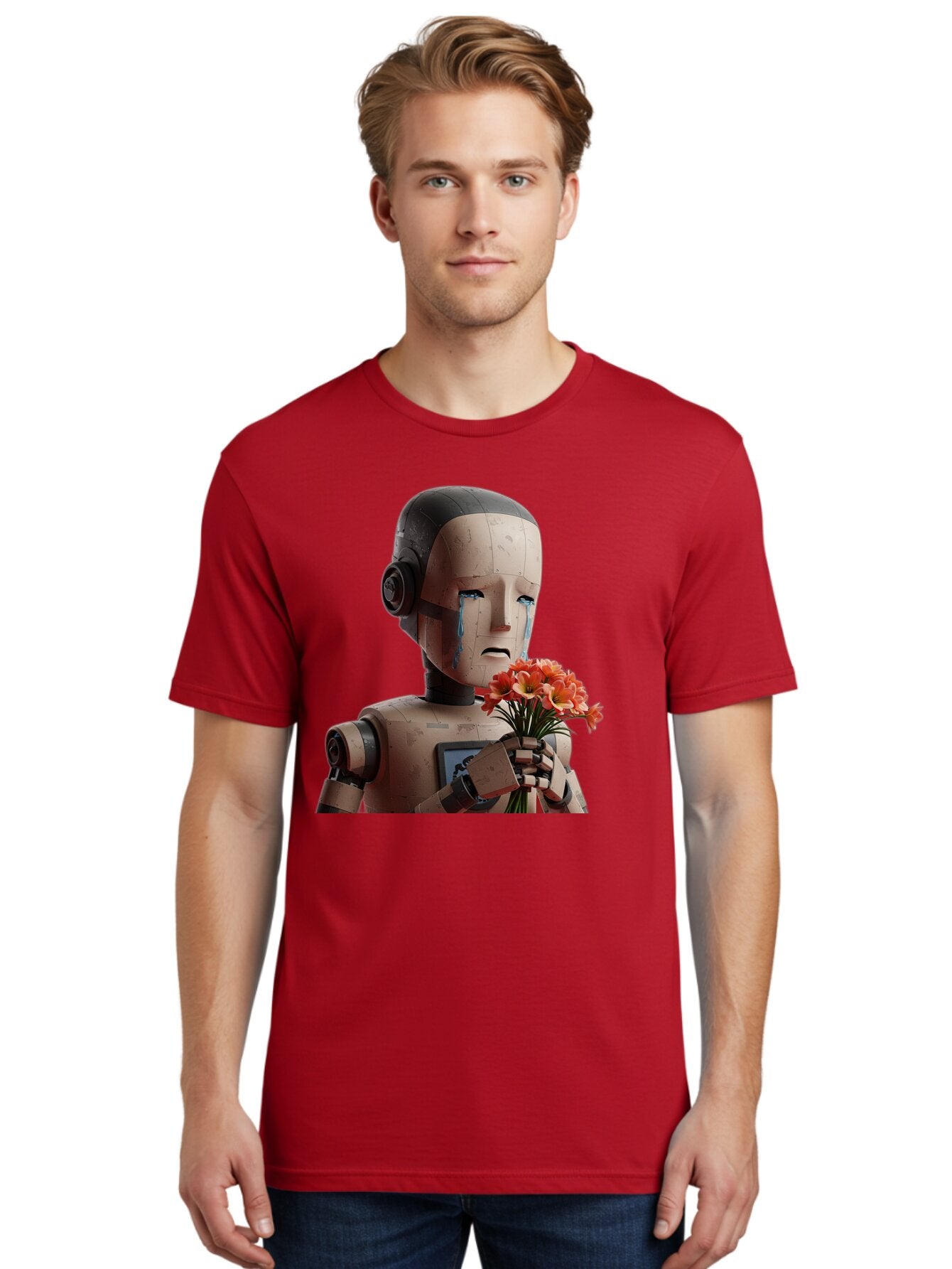 Robot-Holding-Bouquet-Of-Flowers Men'S Graphic Tee, 100% Cotton, Comfortable Casual Summer Wear, Machine Washable, Vintage Camera, Old Camera, Antique Camera, Black Camera, Classic Photography, Photography Equipment, Nostalgic Device, Bap951 22