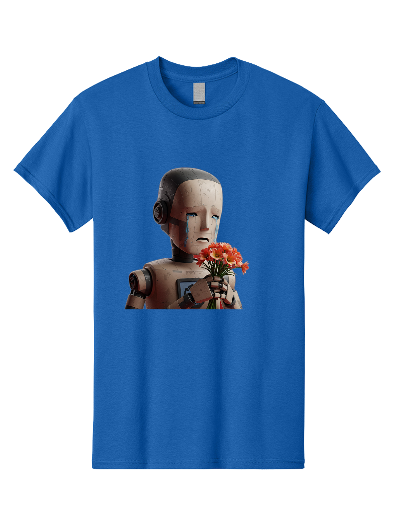 Robot-Holding-Bouquet-Of-Flowers Men'S Graphic Tee, 100% Cotton, Comfortable Casual Summer Wear, Machine Washable, Vintage Camera, Old Camera, Antique Camera, Black Camera, Classic Photography, Photography Equipment, Nostalgic Device, Bap951 6