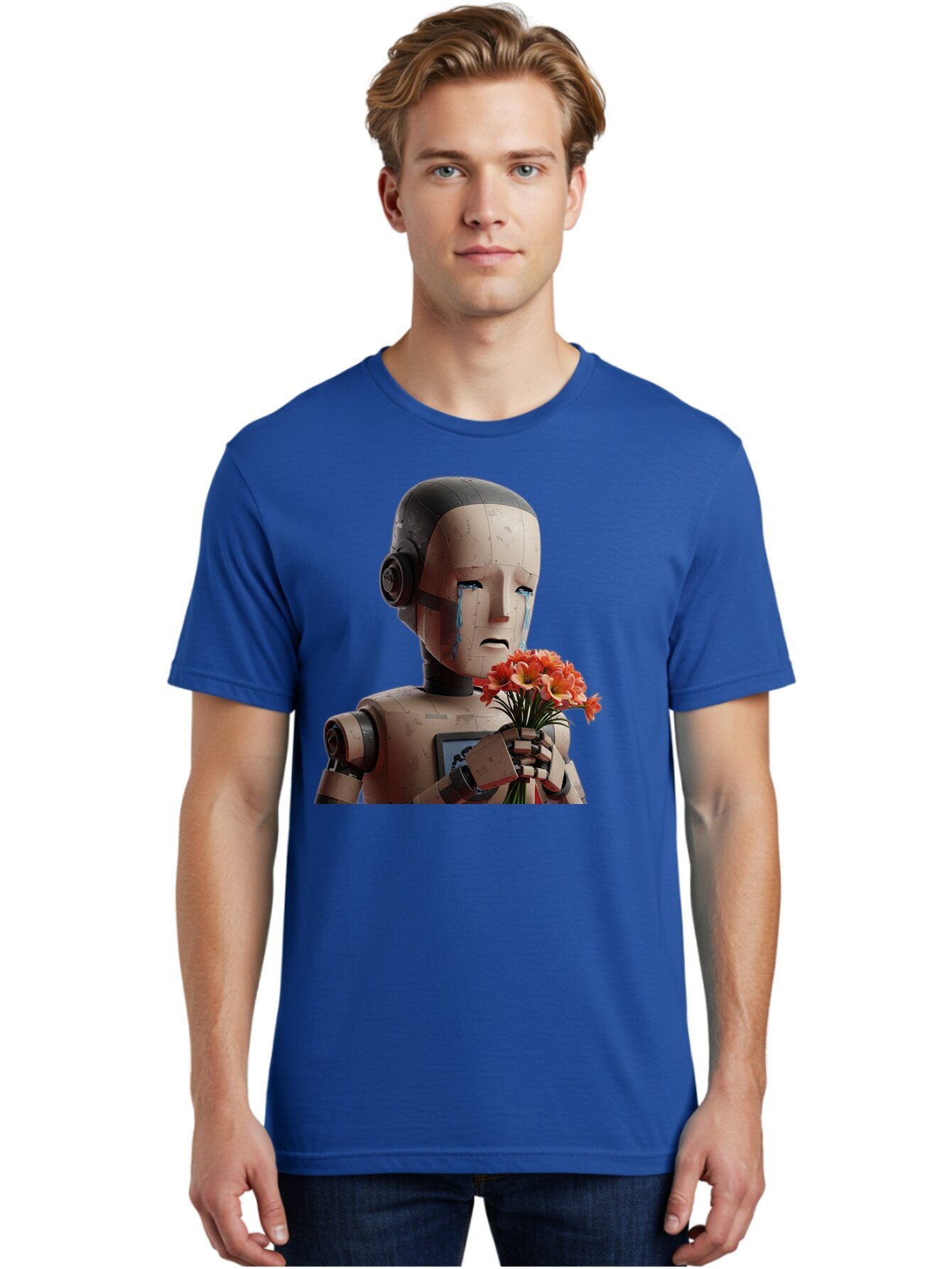 Robot-Holding-Bouquet-Of-Flowers Men'S Graphic Tee, 100% Cotton, Comfortable Casual Summer Wear, Machine Washable, Vintage Camera, Old Camera, Antique Camera, Black Camera, Classic Photography, Photography Equipment, Nostalgic Device, Bap951 27