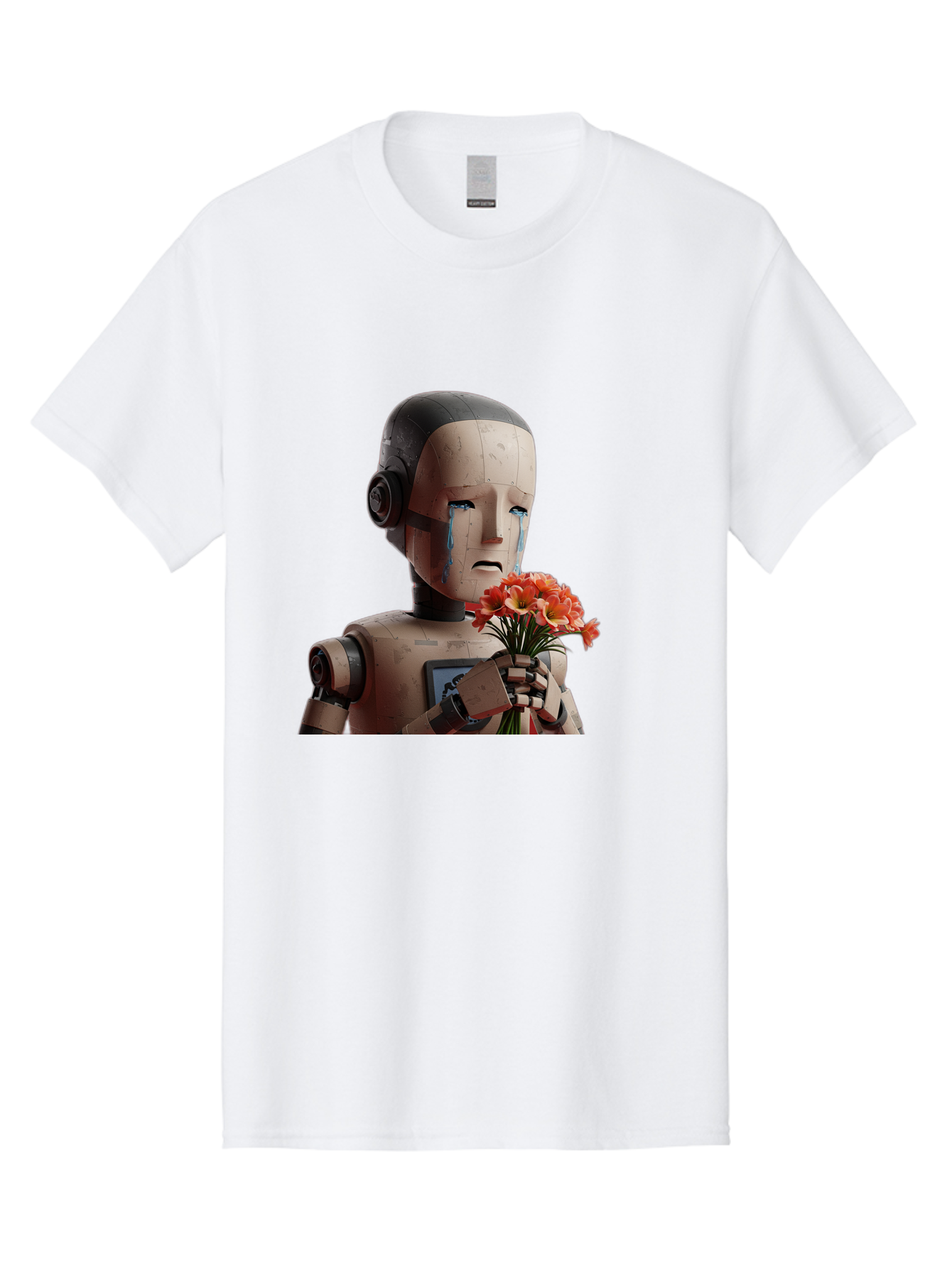 Robot-Holding-Bouquet-Of-Flowers Men'S Graphic Tee, 100% Cotton, Comfortable Casual Summer Wear, Machine Washable, Vintage Camera, Old Camera, Antique Camera, Black Camera, Classic Photography, Photography Equipment, Nostalgic Device, Bap951 10