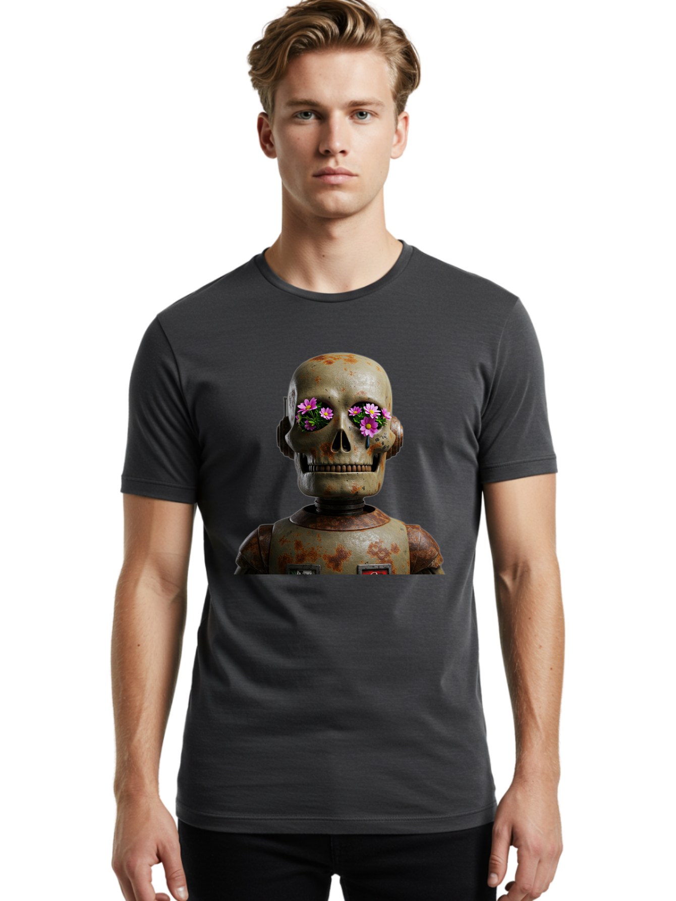 Robot-Skeleton Men'S Graphic Tee, 100% Cotton, Comfortable Casual Summer Wear, Machine Washable, Vintage Camera, Old Camera, Antique Camera, Black Camera, Classic Photography, Photography Equipment, Nostalgic Device, Film Camera, Camera Art Bap952 22