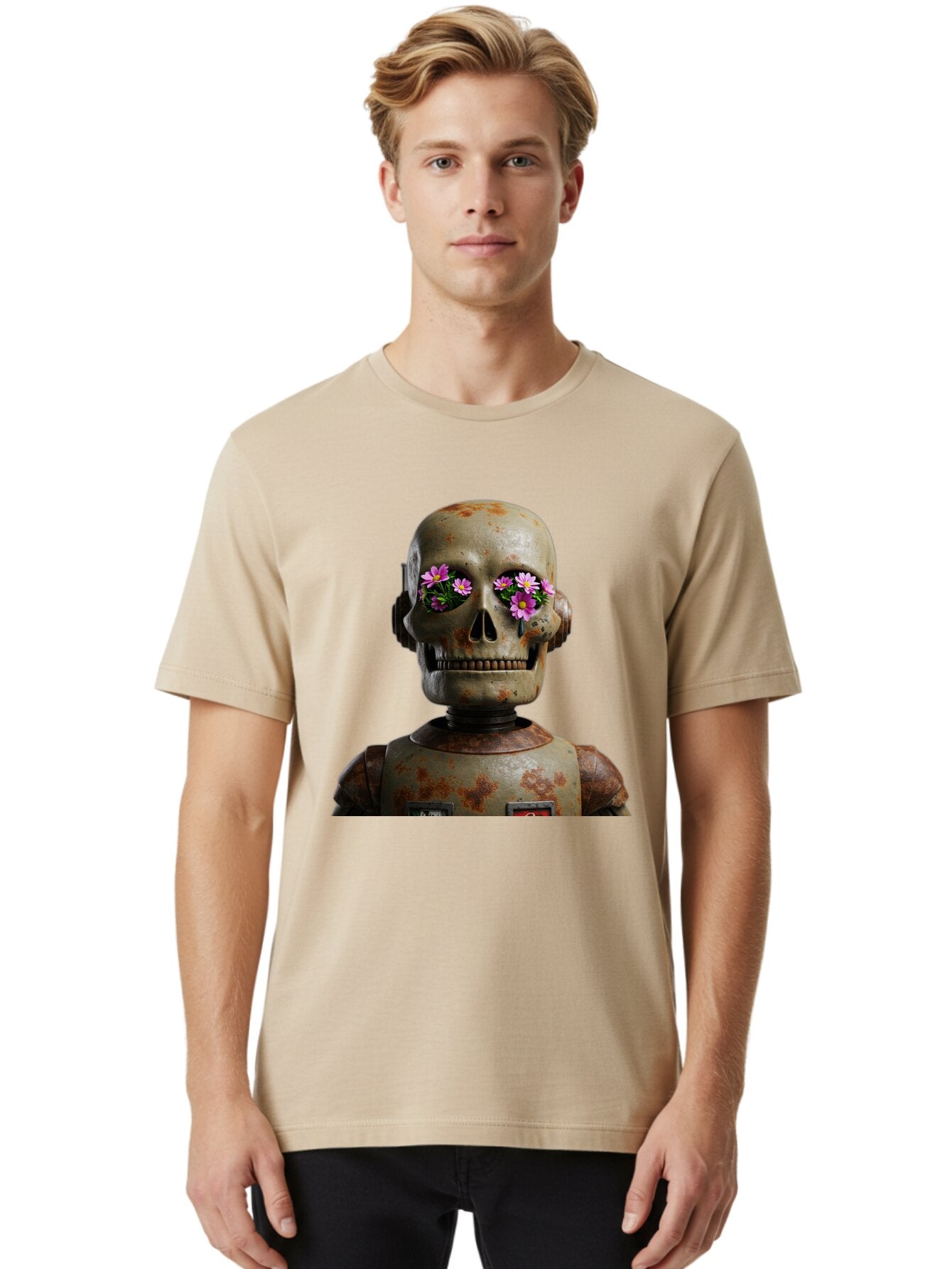 Robot-Skeleton Men'S Graphic Tee, 100% Cotton, Comfortable Casual Summer Wear, Machine Washable, Vintage Camera, Old Camera, Antique Camera, Black Camera, Classic Photography, Photography Equipment, Nostalgic Device, Film Camera, Camera Art Bap952 25