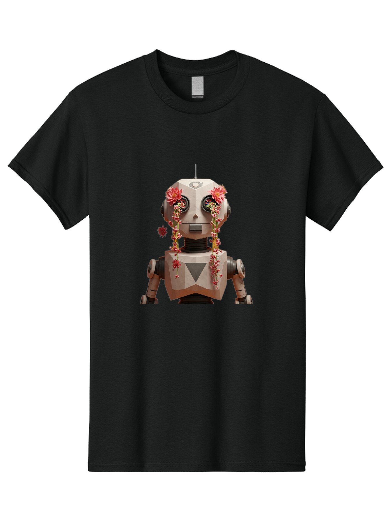 Robot-With-Flowers-1 Men'S Graphic Tee, 100% Cotton, Comfortable Casual Summer Wear, Machine Washable, Vintage Camera, Old Camera, Antique Camera, Black Camera, Classic Photography, Photography Equipment, Nostalgic Device, Film Camera, Bap954 9