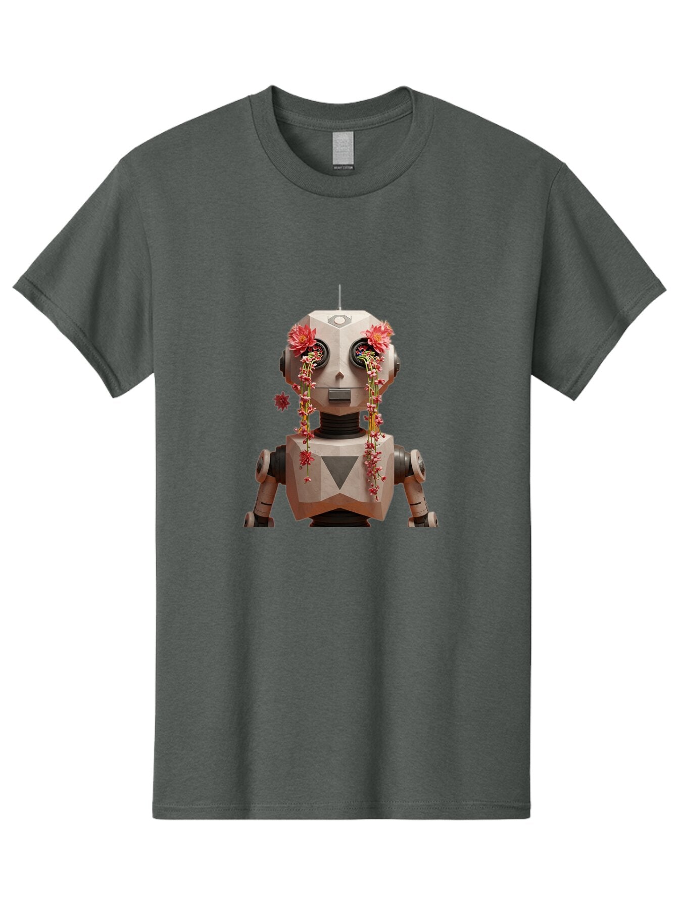 Robot-With-Flowers-1 Men'S Graphic Tee, 100% Cotton, Comfortable Casual Summer Wear, Machine Washable, Vintage Camera, Old Camera, Antique Camera, Black Camera, Classic Photography, Photography Equipment, Nostalgic Device, Film Camera, Bap954 11