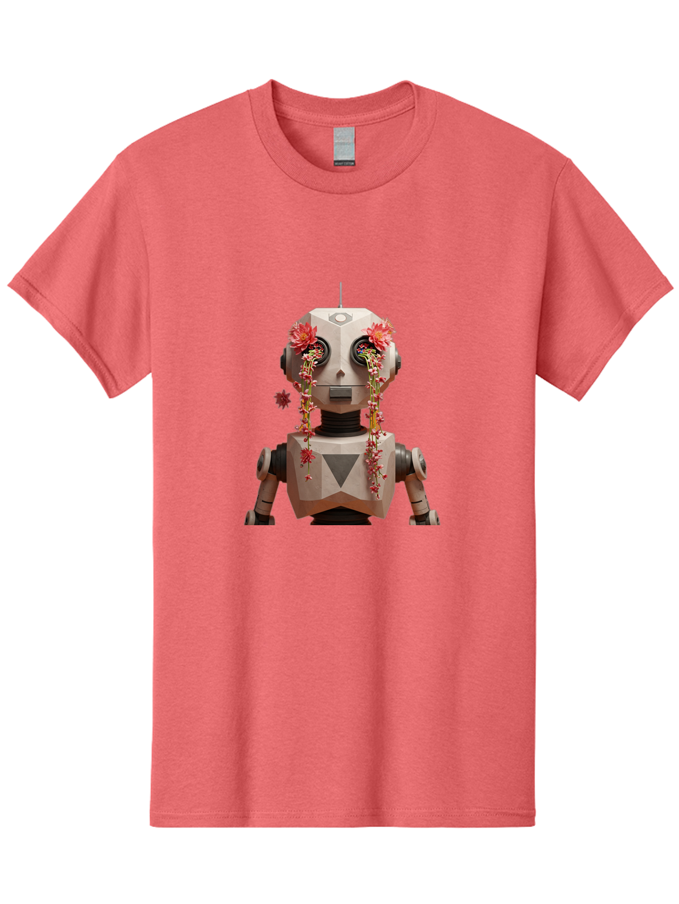Robot-With-Flowers-1 Men'S Graphic Tee, 100% Cotton, Comfortable Casual Summer Wear, Machine Washable, Vintage Camera, Old Camera, Antique Camera, Black Camera, Classic Photography, Photography Equipment, Nostalgic Device, Film Camera, Bap954 14