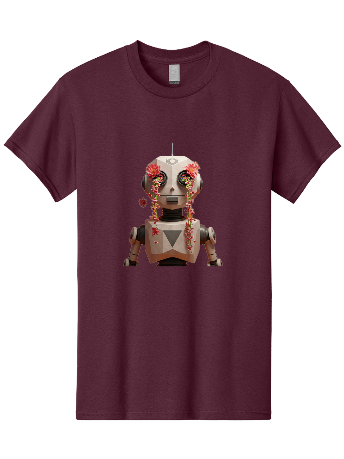 Robot-With-Flowers-1 Men'S Graphic Tee, 100% Cotton, Comfortable Casual Summer Wear, Machine Washable, Vintage Camera, Old Camera, Antique Camera, Black Camera, Classic Photography, Photography Equipment, Nostalgic Device, Film Camera, Bap954 15