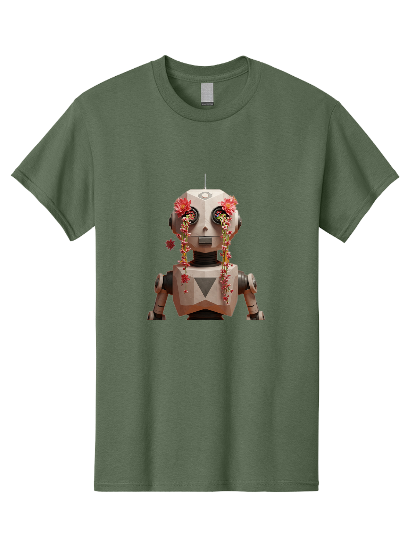 Robot-With-Flowers-1 Men'S Graphic Tee, 100% Cotton, Comfortable Casual Summer Wear, Machine Washable, Vintage Camera, Old Camera, Antique Camera, Black Camera, Classic Photography, Photography Equipment, Nostalgic Device, Film Camera, Bap954 3