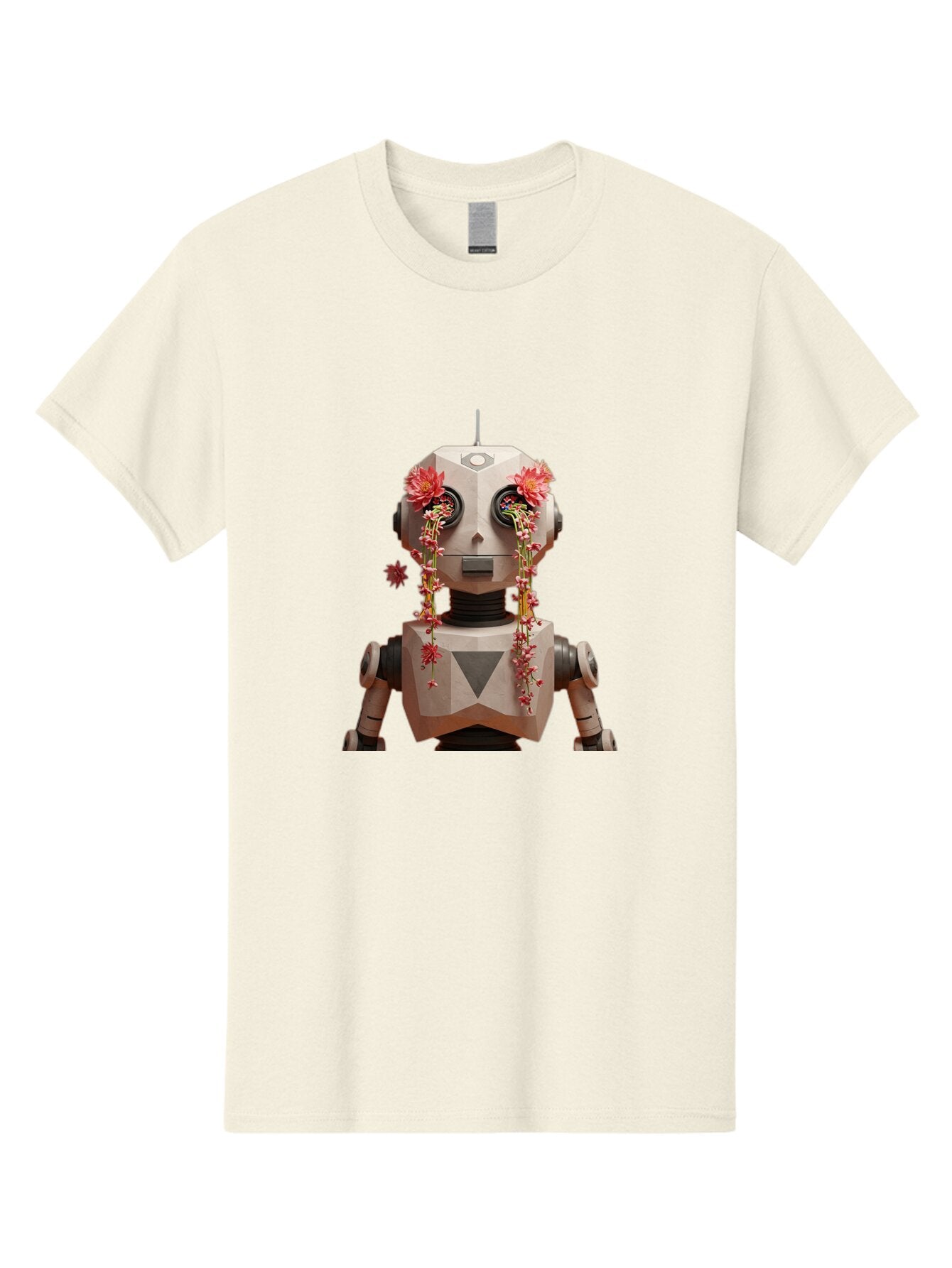 Robot-With-Flowers-1 Men'S Graphic Tee, 100% Cotton, Comfortable Casual Summer Wear, Machine Washable, Vintage Camera, Old Camera, Antique Camera, Black Camera, Classic Photography, Photography Equipment, Nostalgic Device, Film Camera, Bap954 15