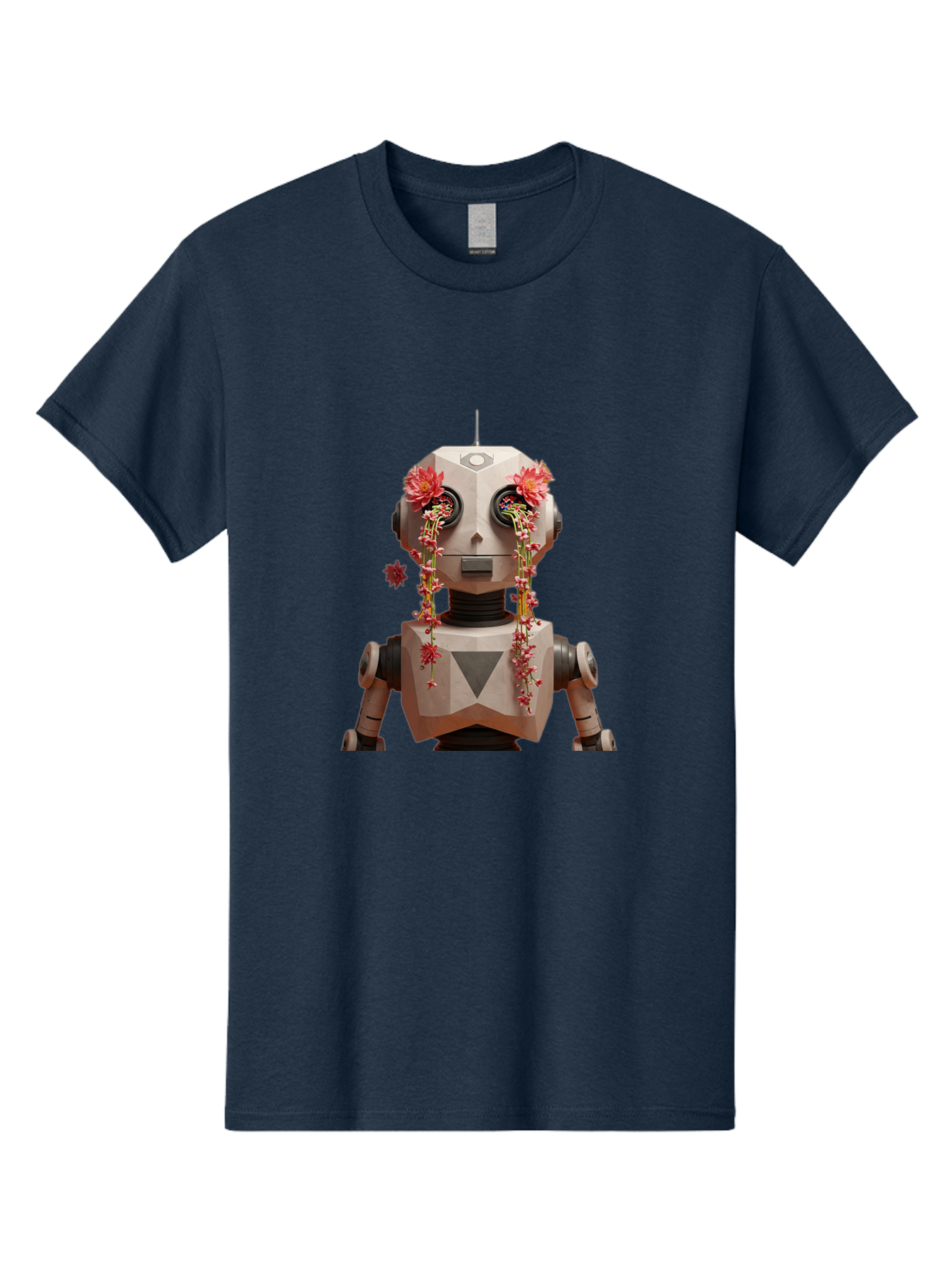 Robot-With-Flowers-1 Men'S Graphic Tee, 100% Cotton, Comfortable Casual Summer Wear, Machine Washable, Vintage Camera, Old Camera, Antique Camera, Black Camera, Classic Photography, Photography Equipment, Nostalgic Device, Film Camera, Bap954 7
